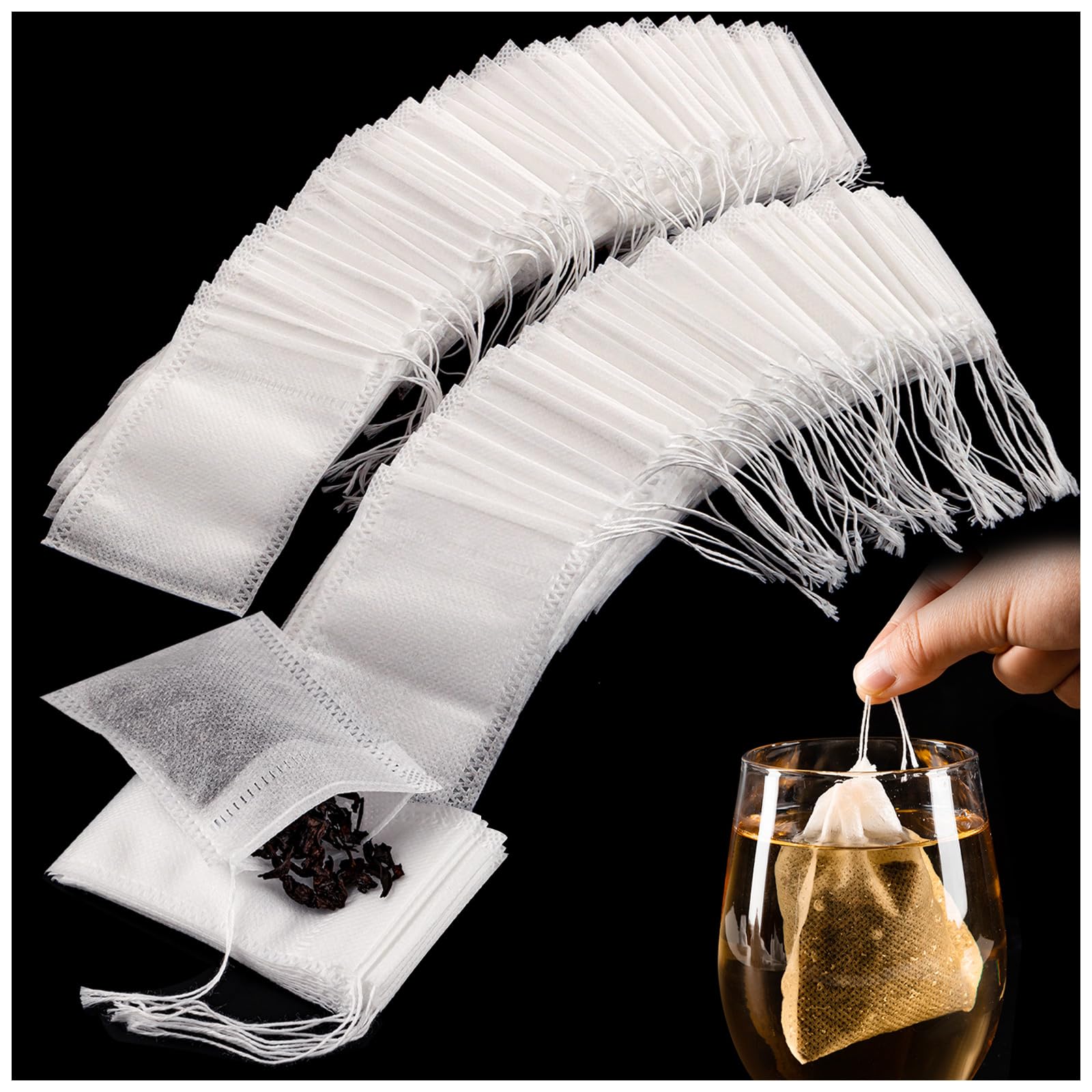 1200 Pcs Disposable Tea Bags, Empty Tea Bags with Drawstring for Loose Leaf Tea, Tea Filter Bags for Spice Sachet Bath Cooking