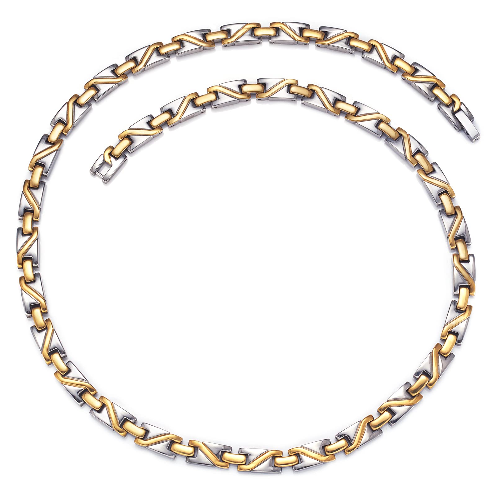 Collana Magnetica Terapeutica Wollet Jewelry - Titanio E Germanio Massiccio, Unisex, 53,3 Cm, Acciaio Inox Silver