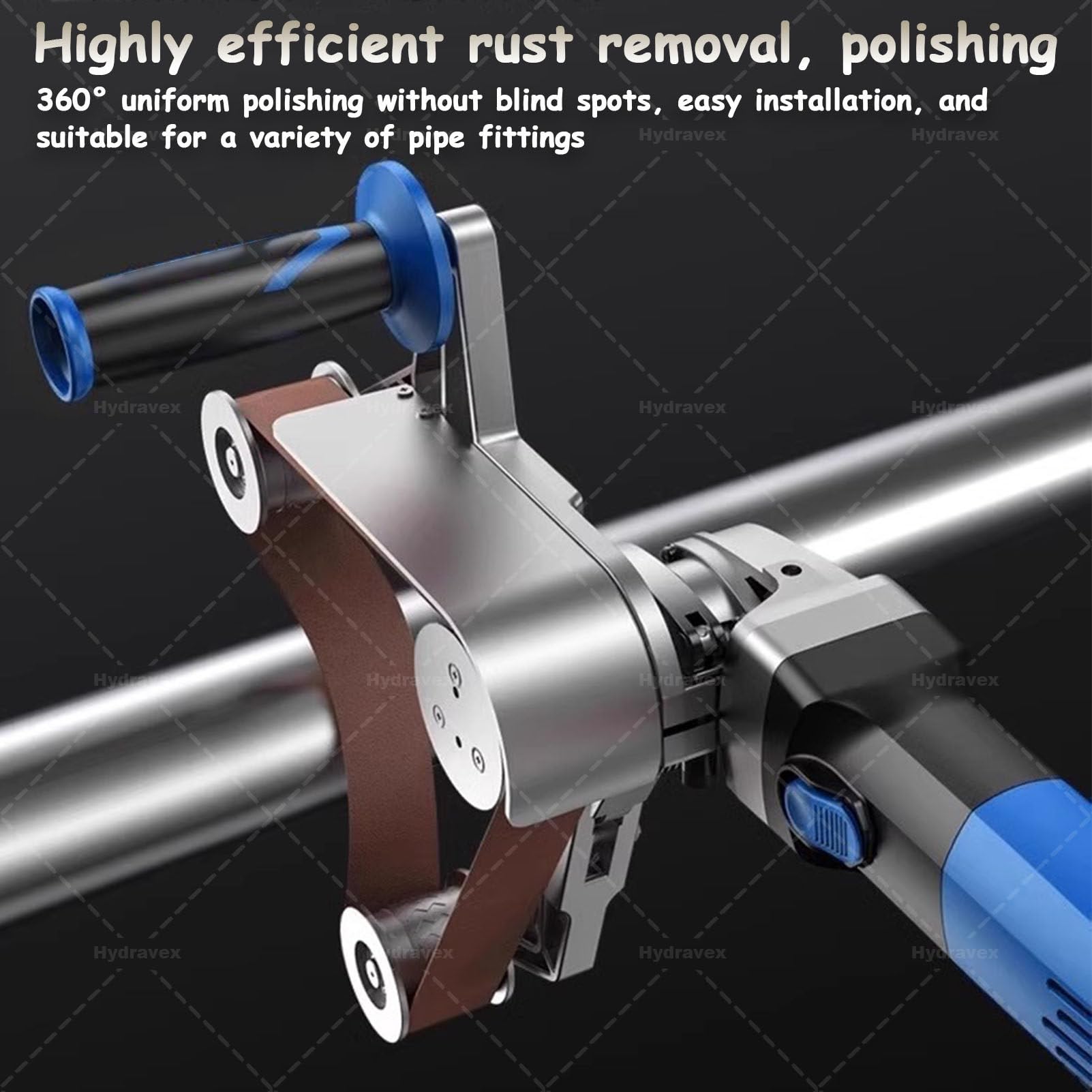 Lijadora de banda para tubos de acero redondos de acero inoxidable con 6 velocidades variables y 5 bandas de lijado, pulidora de tuberías de metal para lijar plástico, aluminio y hierro. 2Roller
