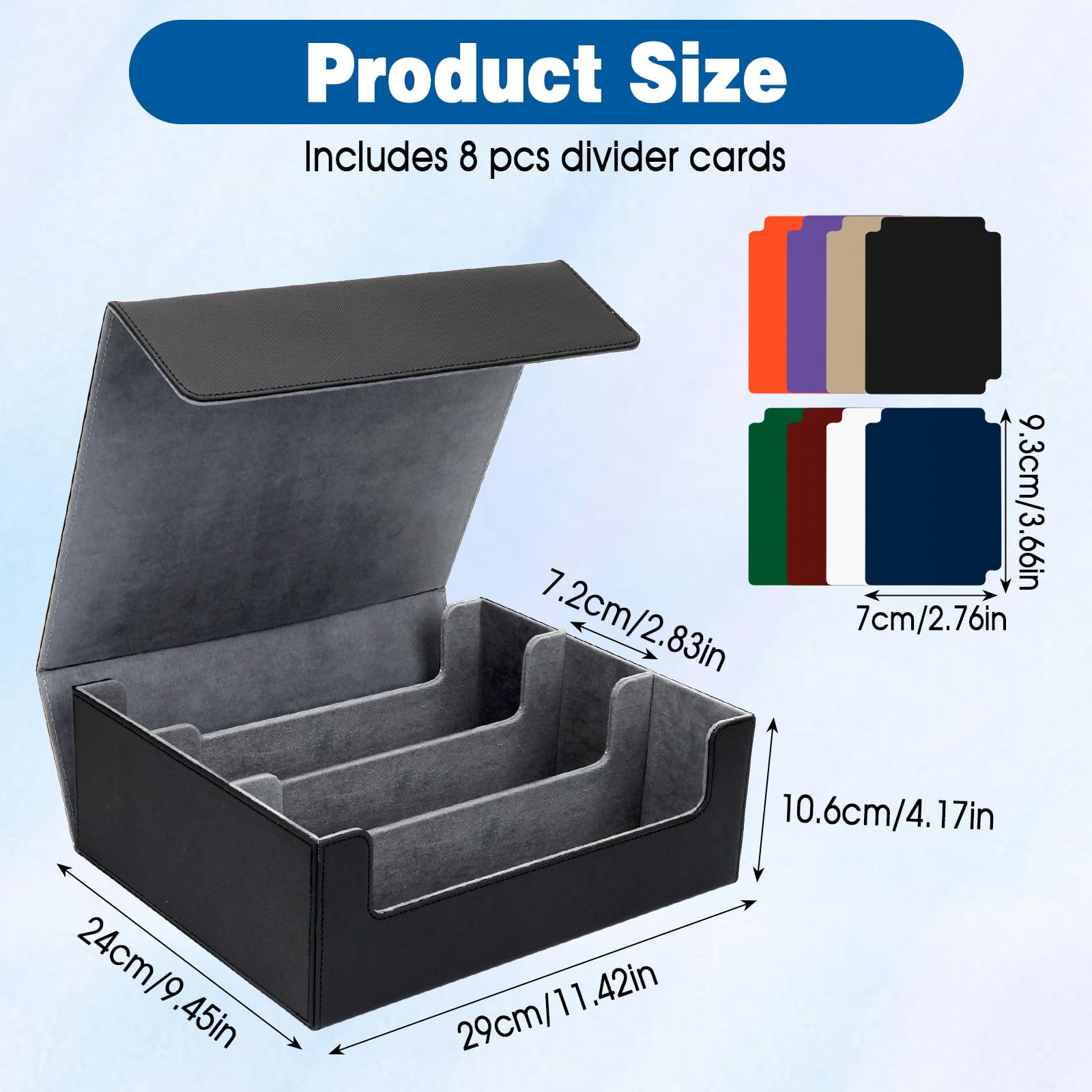 Dadabig Boîte à Cartes pour MTG, Boîte de Rangement pour Carte à Collectionner, Boîte à Cartes à Jouer avec 8 Séparateurs de Cartes pour Plus de 1800 Cartes, Deck Case Box Magnétique en Cuir(Noir)