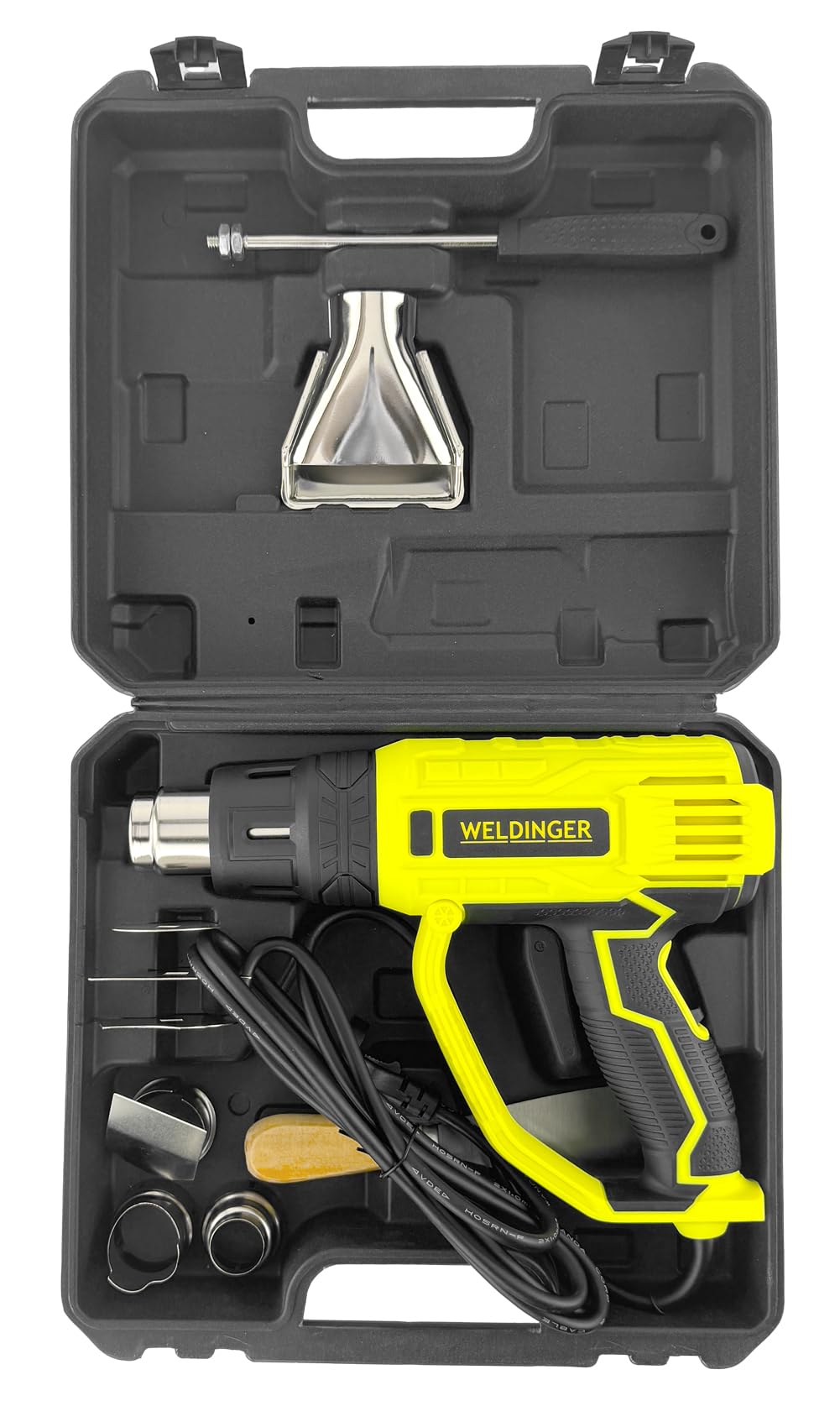 WELDINGER Heißluftpistole HG-1 2000 W Digitaldisplay 60-600°C 9-tlg. Set im Koffer