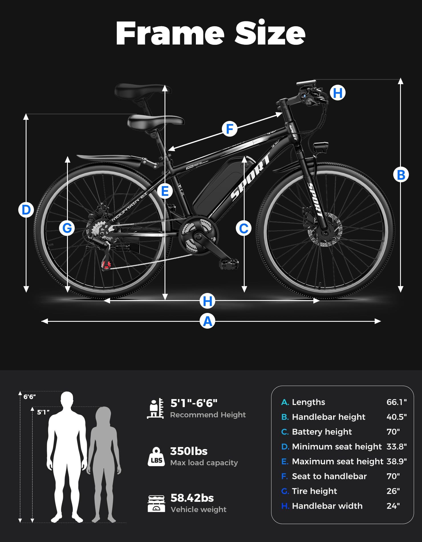 Electric Bike for Adults, 1500W Peak Mountain Ebike with 28 MPH, 65 Miles Range, 7 Speeds, 48V 10Ah Removable Battery Ebike, 26" Electric Bicycle for Commute