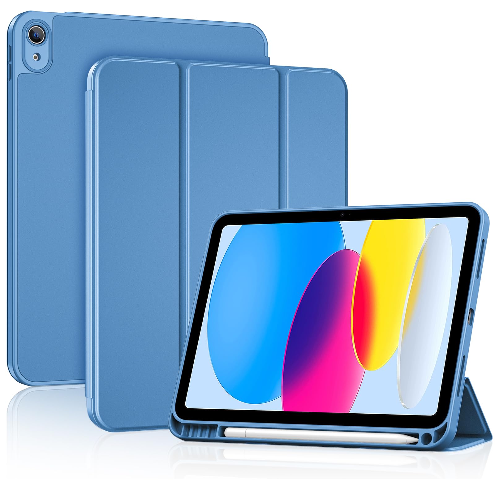 ProCase Cover Per iPad A16 11 Generazione 11 Pollice 2025/10 Generazione 10.9 Pollice 2022 con Full Camera Protezione Morbida TPU Copertura Posteriore -Puro Blu