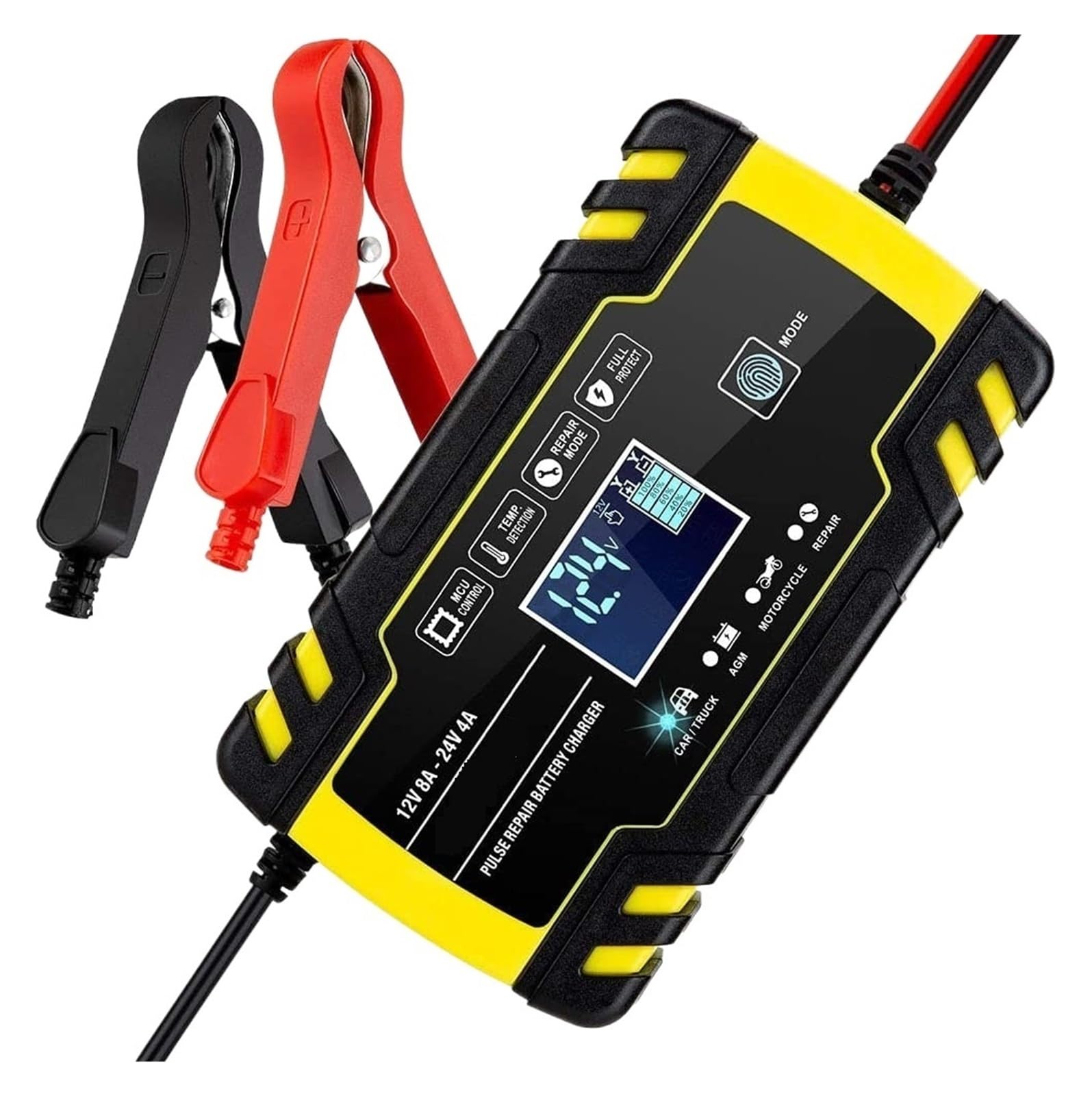 12V 24V 8A Automatyczna Ładowarka 3-etapowa Naprawa Impulsów Wyświetlacz LCD Inteligentna Samochodowa Żelowa Kwasowo-ołowiowa łAtwa W UżYciu