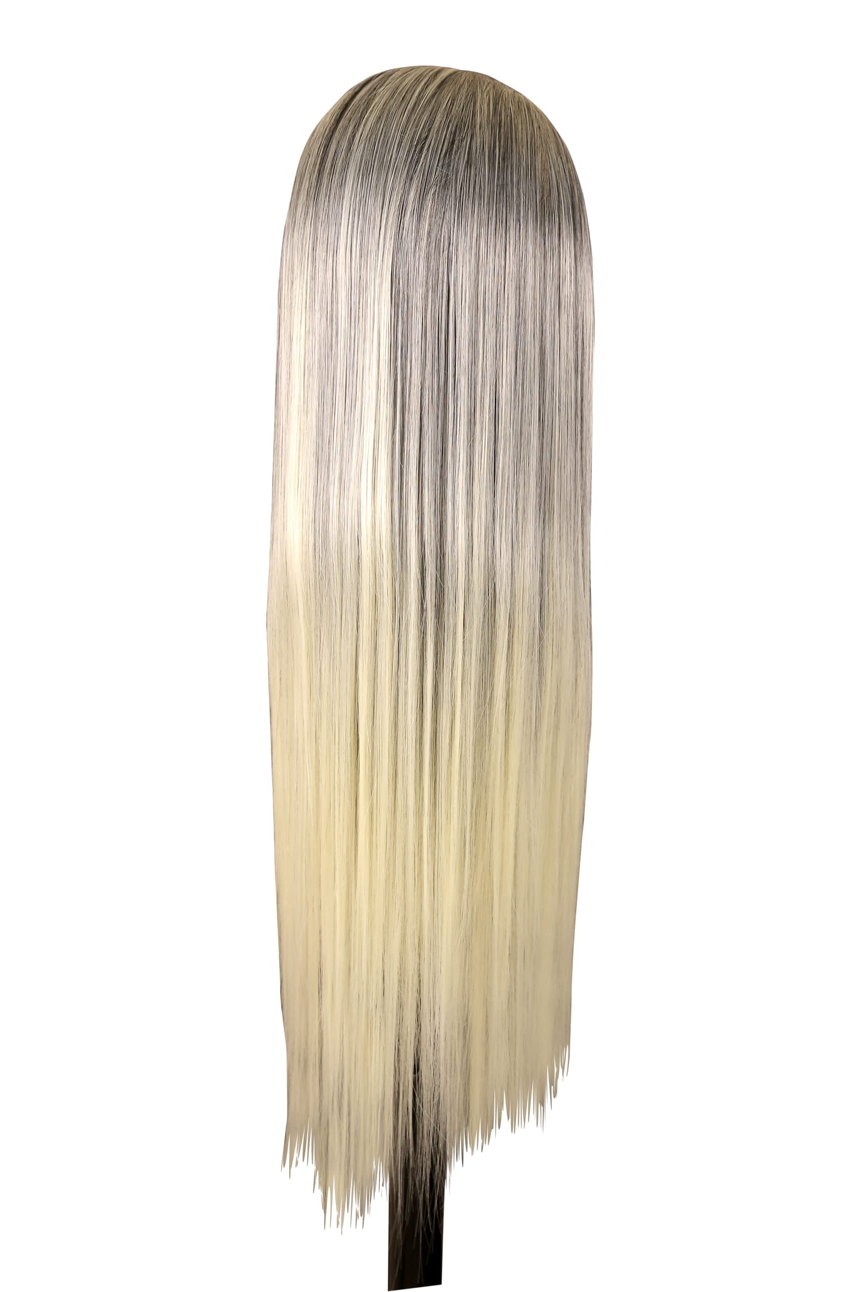 OMEY Hairdressing Training Head, Gray and Dark Root Blonde 80% 20% Hair Styling Training Head Cosmetology Practice Doll For Girls