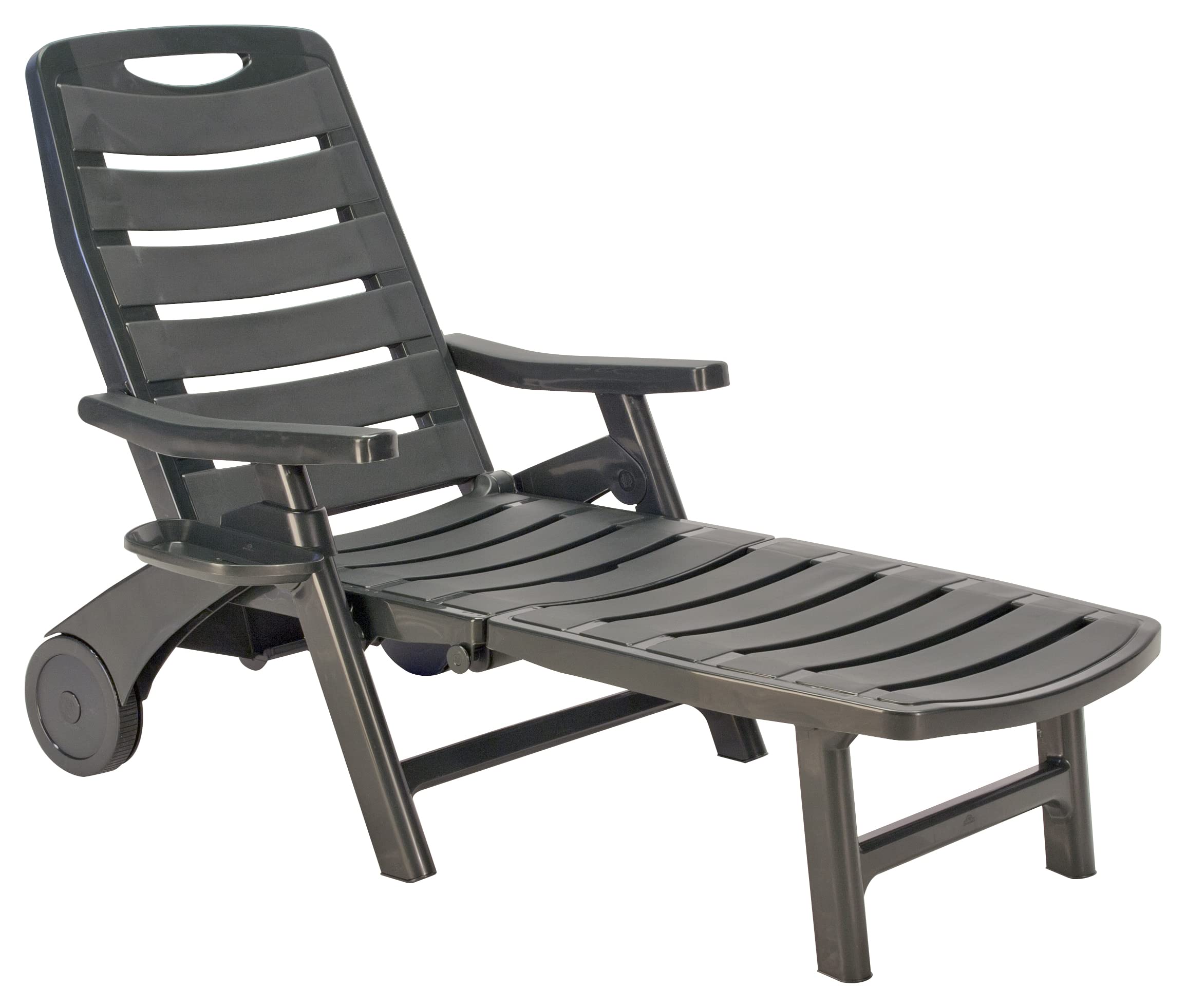 Grazioli 6800/Y - Sdraio Pieghevole Premiere, in plastica, con Schienale Regolabile in 5 Posizioni, Colore: Grigio