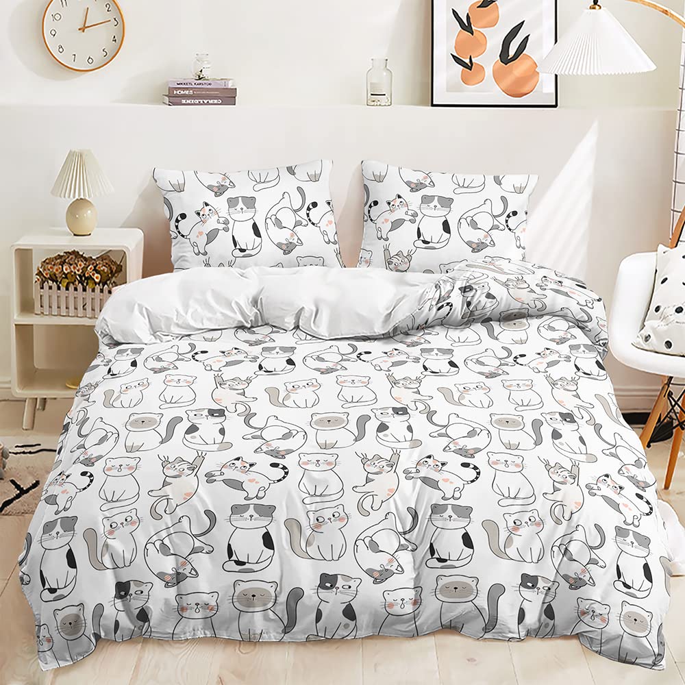 Cute Cat Duvet Cover Set Kids Boys Girls Double Duvet Cover Set