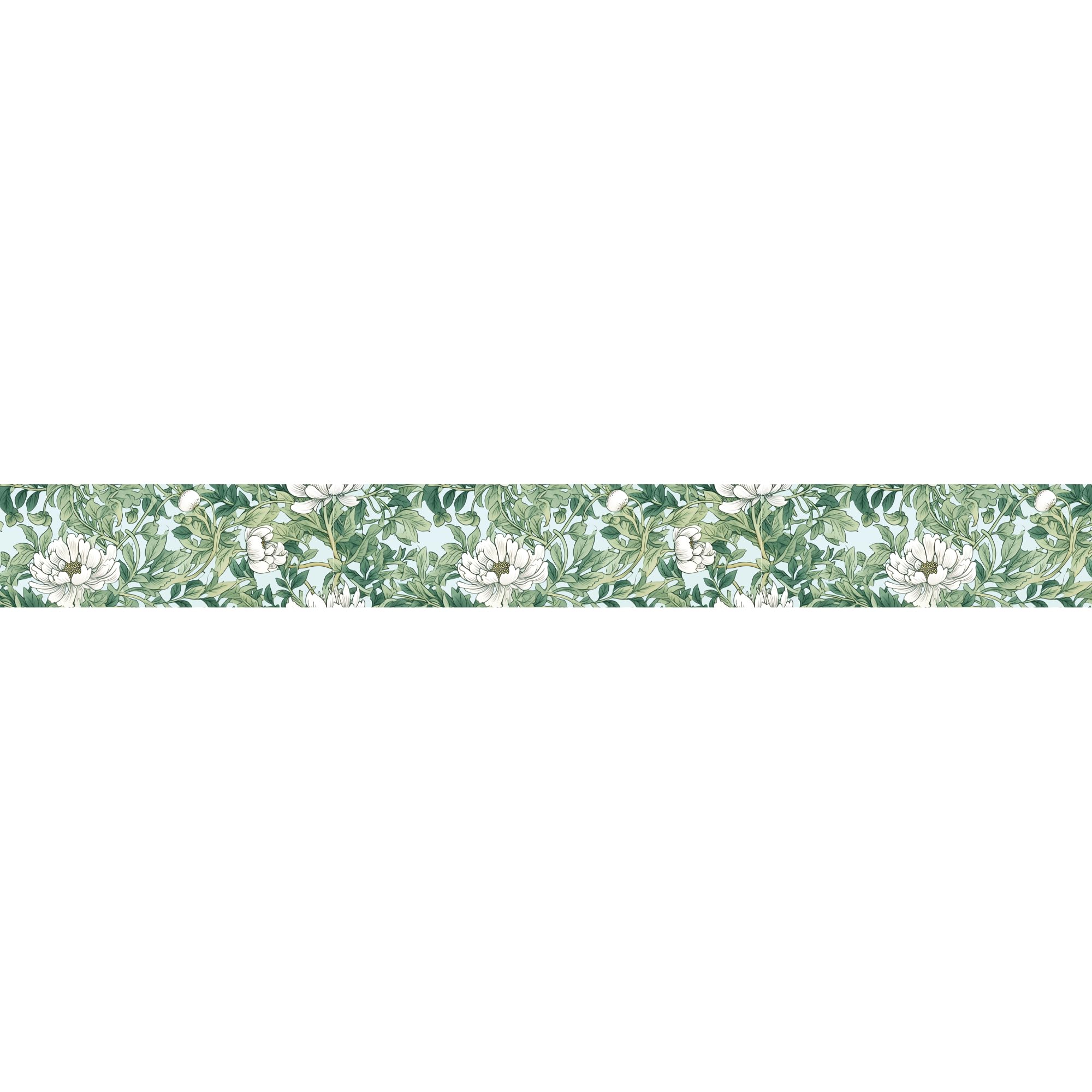 Frise décorative adhésive, frise william morris tendance feuilles et fleurs mélangées, 5 cm X 300 cm