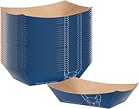 Vista 48 de Bio Tek Botes de papel de 4 onzas, 400 bandejas desechables #25 para alimentos, forro de polietileno, canastas de alimentos de papel turquesa