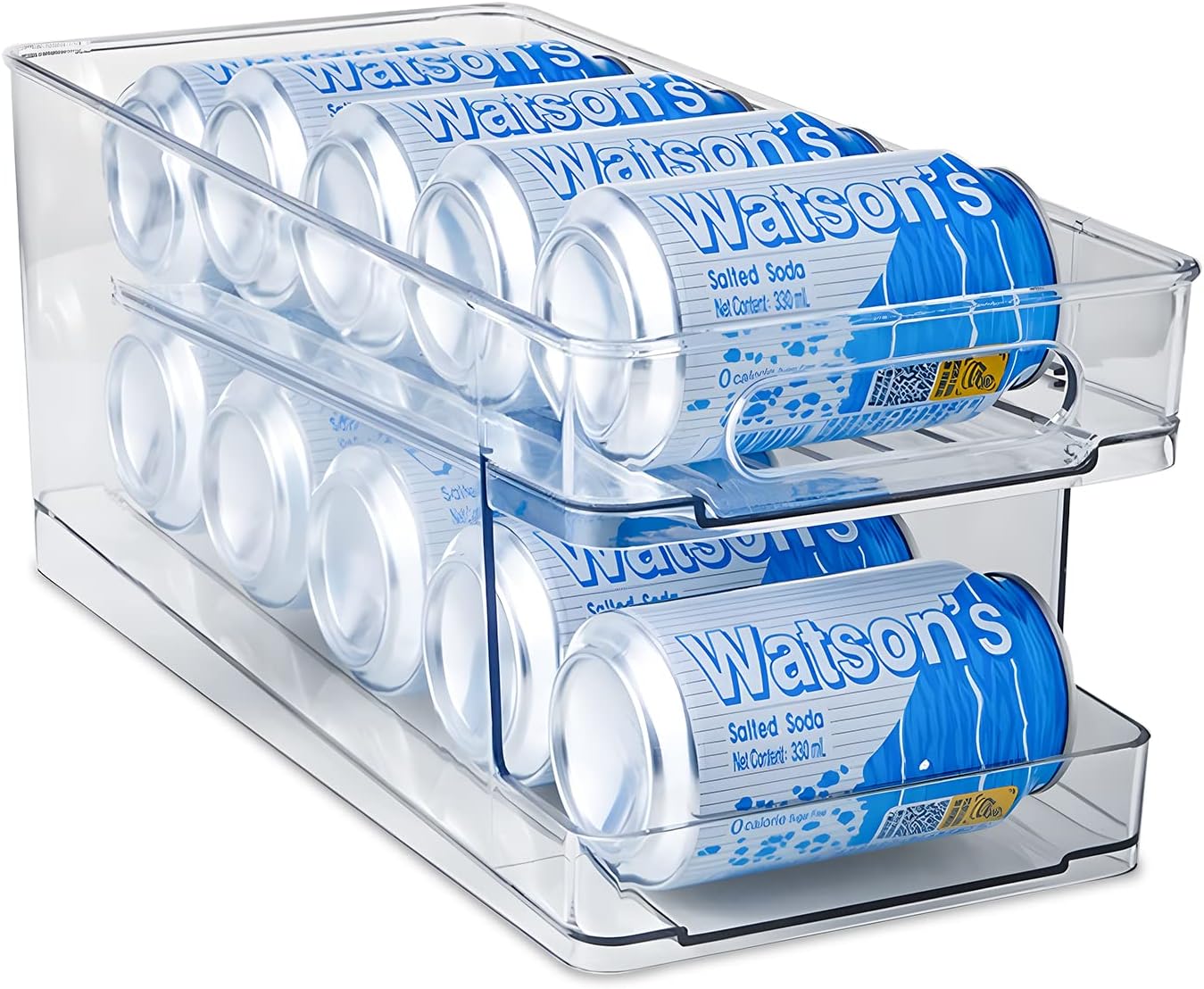 Refrigerator Organizer Bins, 2Layer Fridge Rolling Cans Dispenser,Fridge Storage Organiser Bin