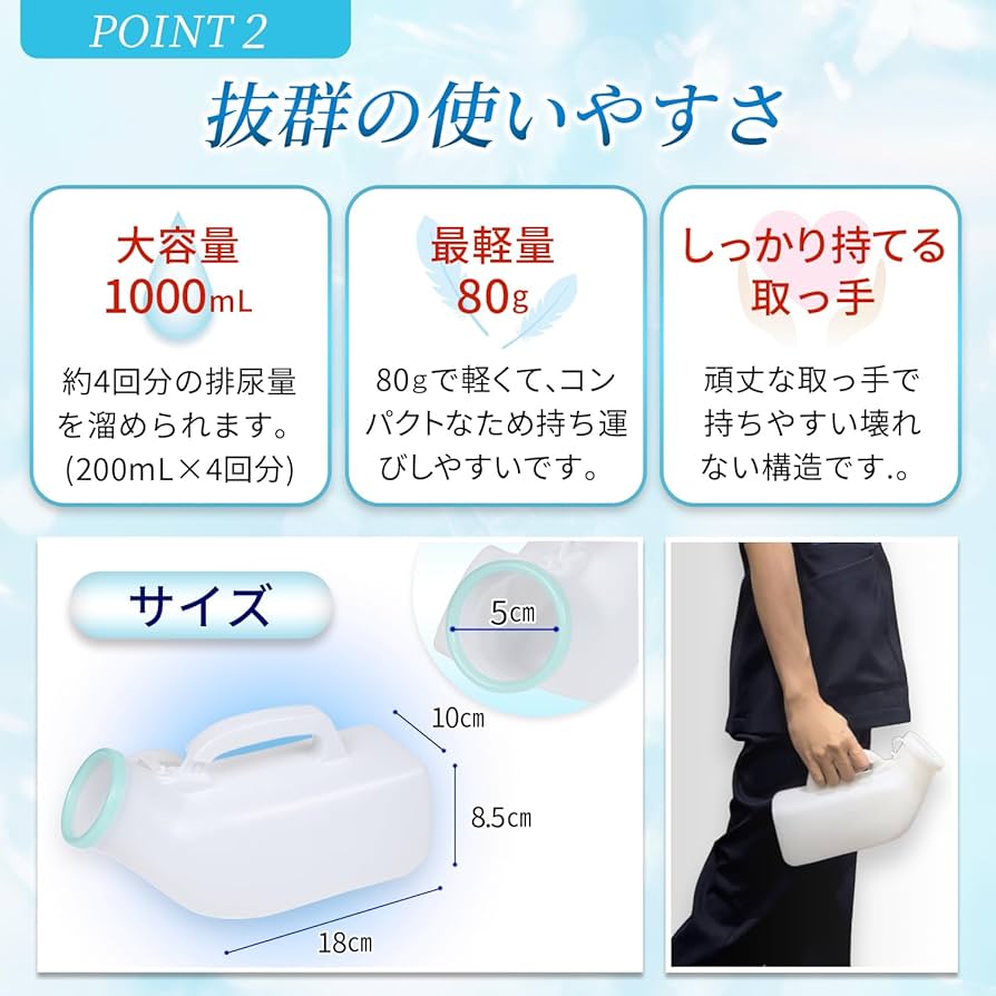 Amazon | 尿器 尿瓶 しびん 1000mL 男性用 保護リング付 すぐ
