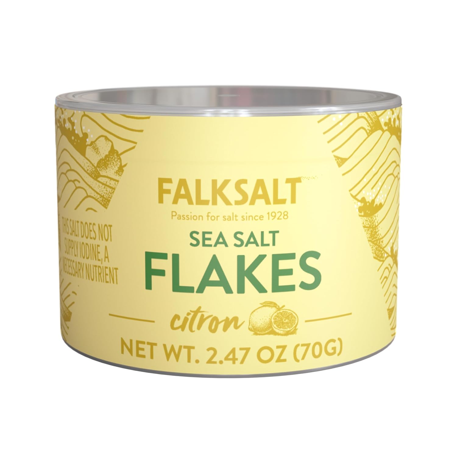 Falksalt - Escamas de Sal Marina con Limón, Artesanal (70 g)