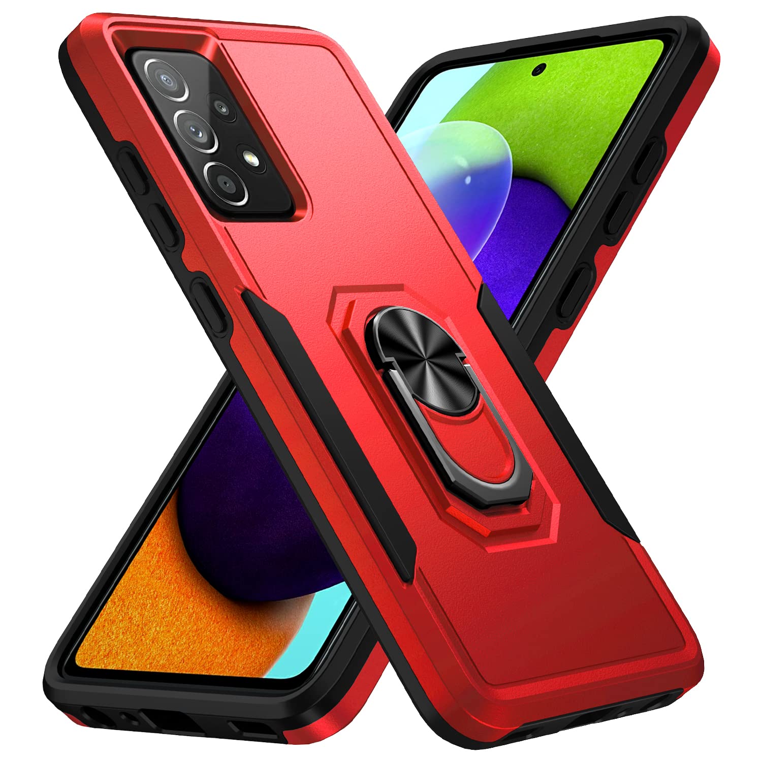 Fucozan for Samsung Galaxy A52 5G/4G Case with Kickstand - Rugged Protective Military Grade Shockproof Case (Red)