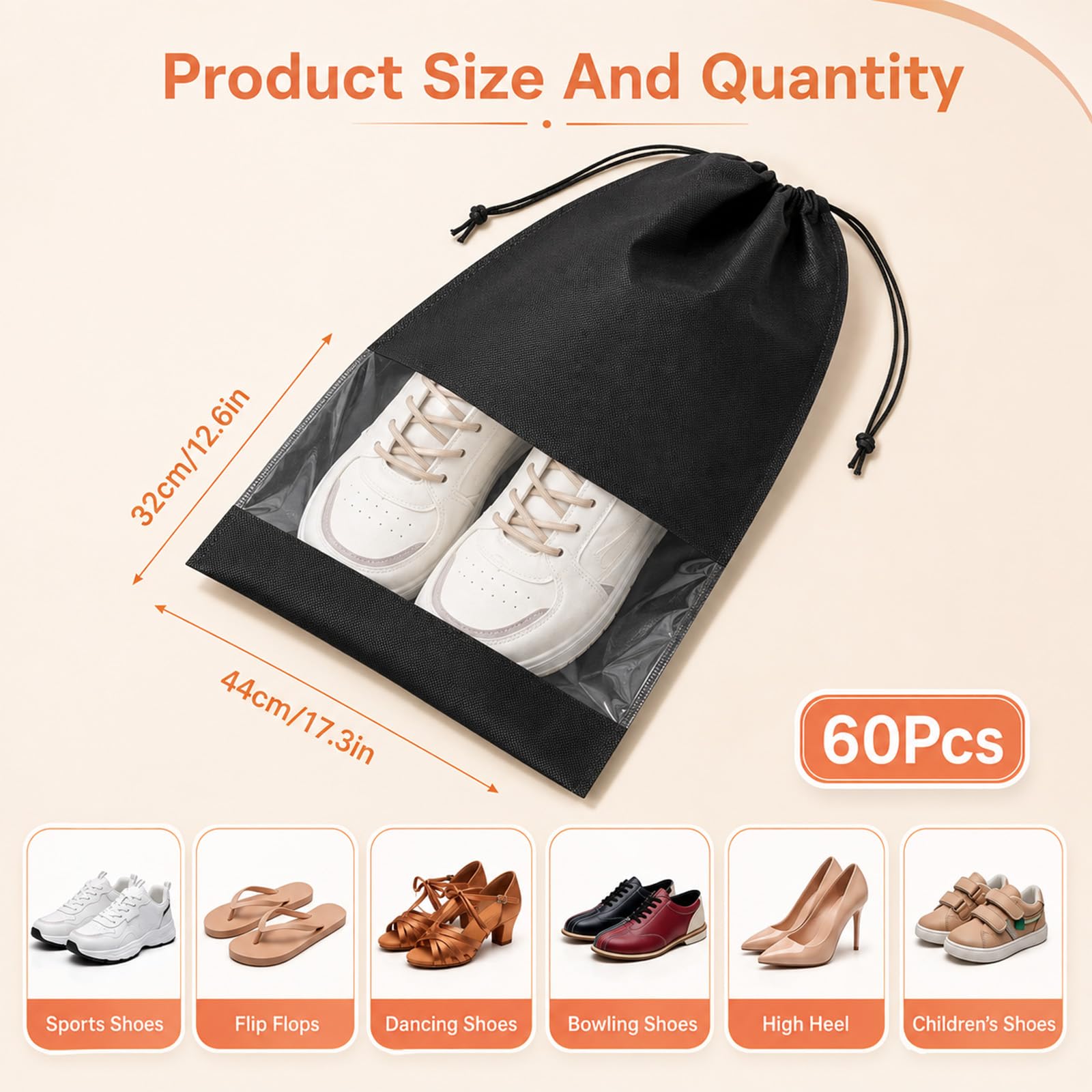 Shoe Bags with Clear Window