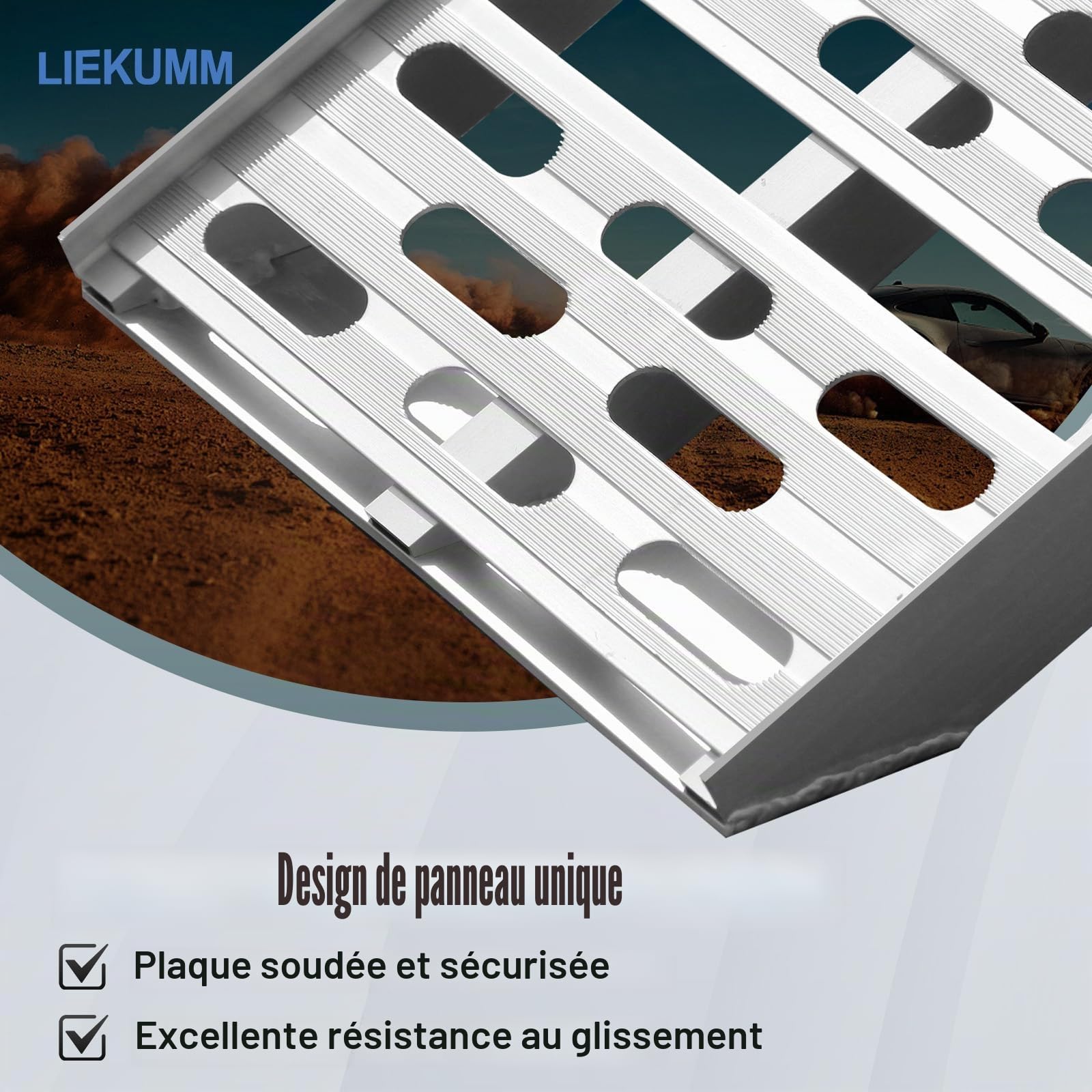 LIEKUMM Rampe de Chargement, 222,5cm Rampe d'accès, Capacité 340kg Rampe de Chargement Moto Pliable en Aluminium, 1 Pièce