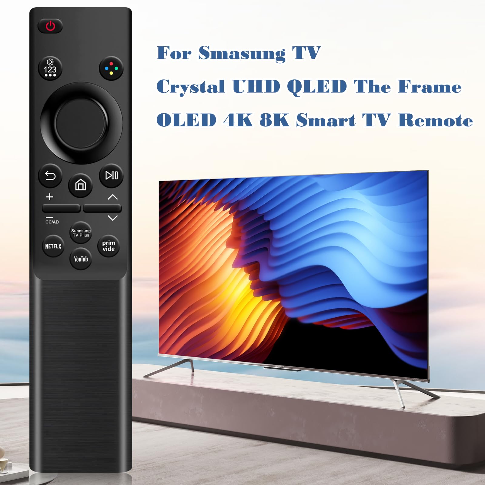 BN59-01484A uniwersalny zamiennik pilota do telewizora Samsung, kompatybilny ze wszystkimi Samsung Smart TV, QLED, 4K, 8K, ramka, zakrzywiony, LED, modele HDTV LCD (2019-2025), nie wymaga konfiguracji