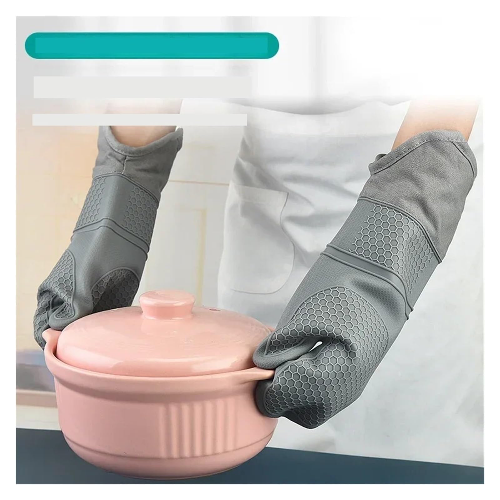 Set de guantes de horno de silicona, kit de 6 piezas con soportes y tapetes