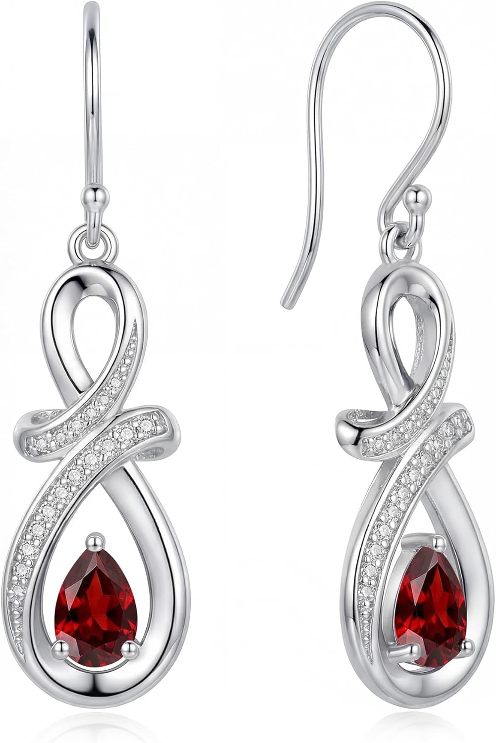 Valentines Day Gift Dangle Drop Earrings 925 Sterling Silver Dainty Infinity Teardrop Gemstone Birthstone Jewelry Birthday Gifts for Her Women