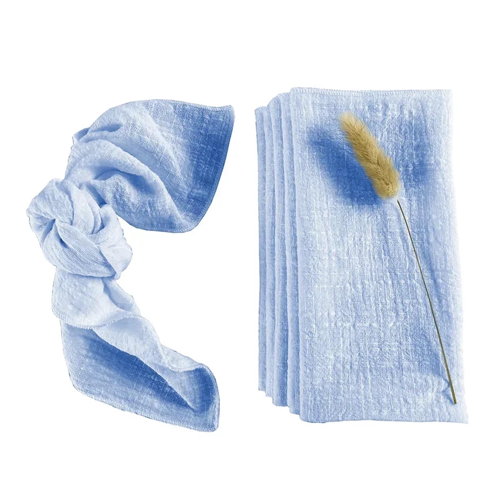 serviettes napkins 10Pack 30x30cm Pink Sewing Cloth Napkins Cotton Fabric Serviette Gauze Table Towels Wedding Decoration for dining wedding party everyday home(Light blue)