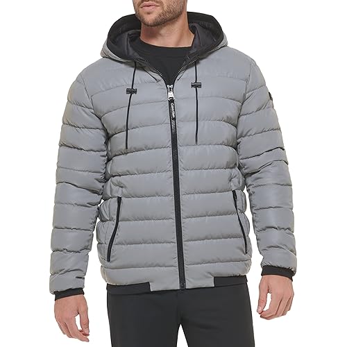Calvin Klein Mens Hooded Super Shine Puffer Jacket