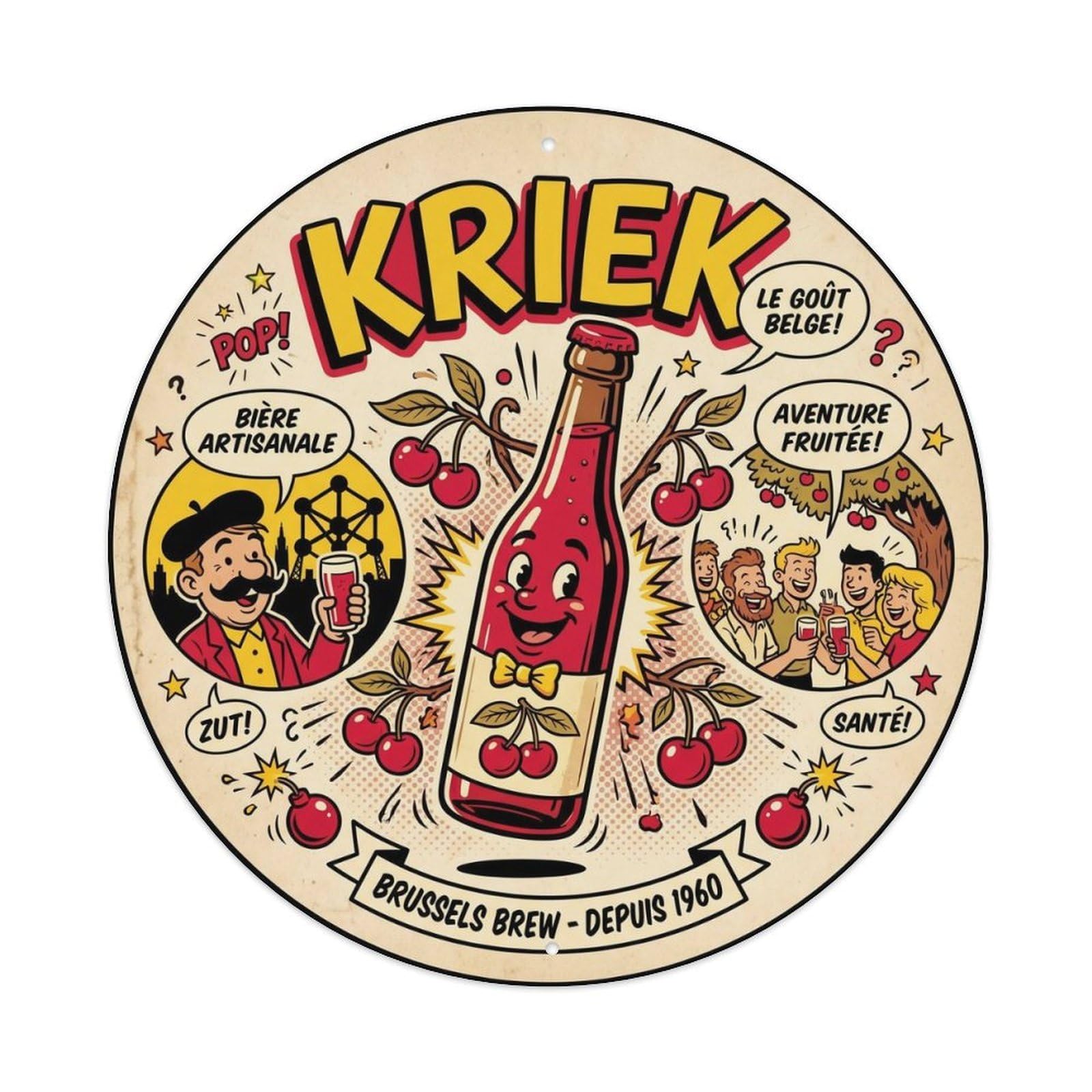 Kriek Cherry Lambic Fruit Brew House Rustic Beer Stein Metal Tin Sign