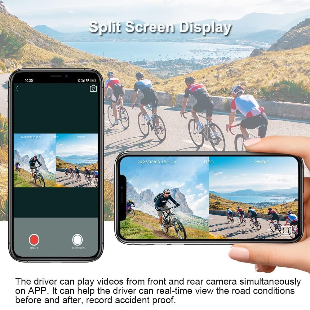 VSYSTO WiFi Helmkameras für Fahrrad Motorrad mit Fernbedienung, 150 ° Weitwinkel HD 1080P Vorder- und Hinterkamera wasserdichte Action Cam Fahrrad Dash Kamera, Loop-Aufzeichnung, G-Sensor