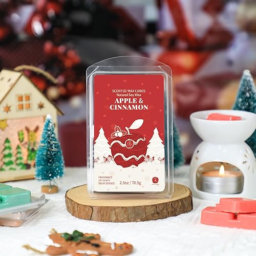 Miniatura 7 de SCENTORINI Cera de Navidad derretida, cera de soja perfumada, cubos de cera, 8 x 2.5 onzas, cera derretida para calentador de cera, madera de cedro,