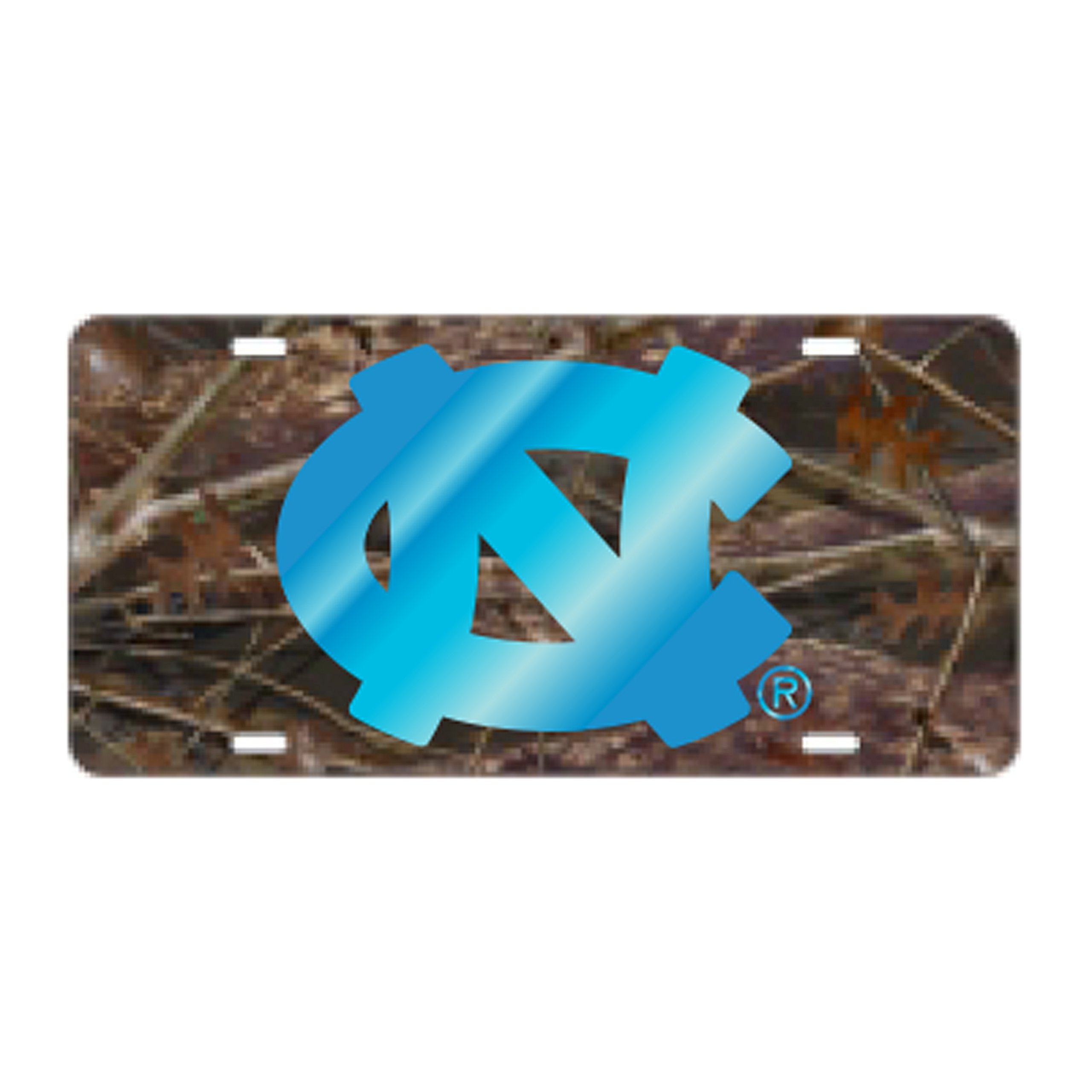 University of North Carolina Tar Heels Laser Cut Mirrored Woodland CAMO License Plate