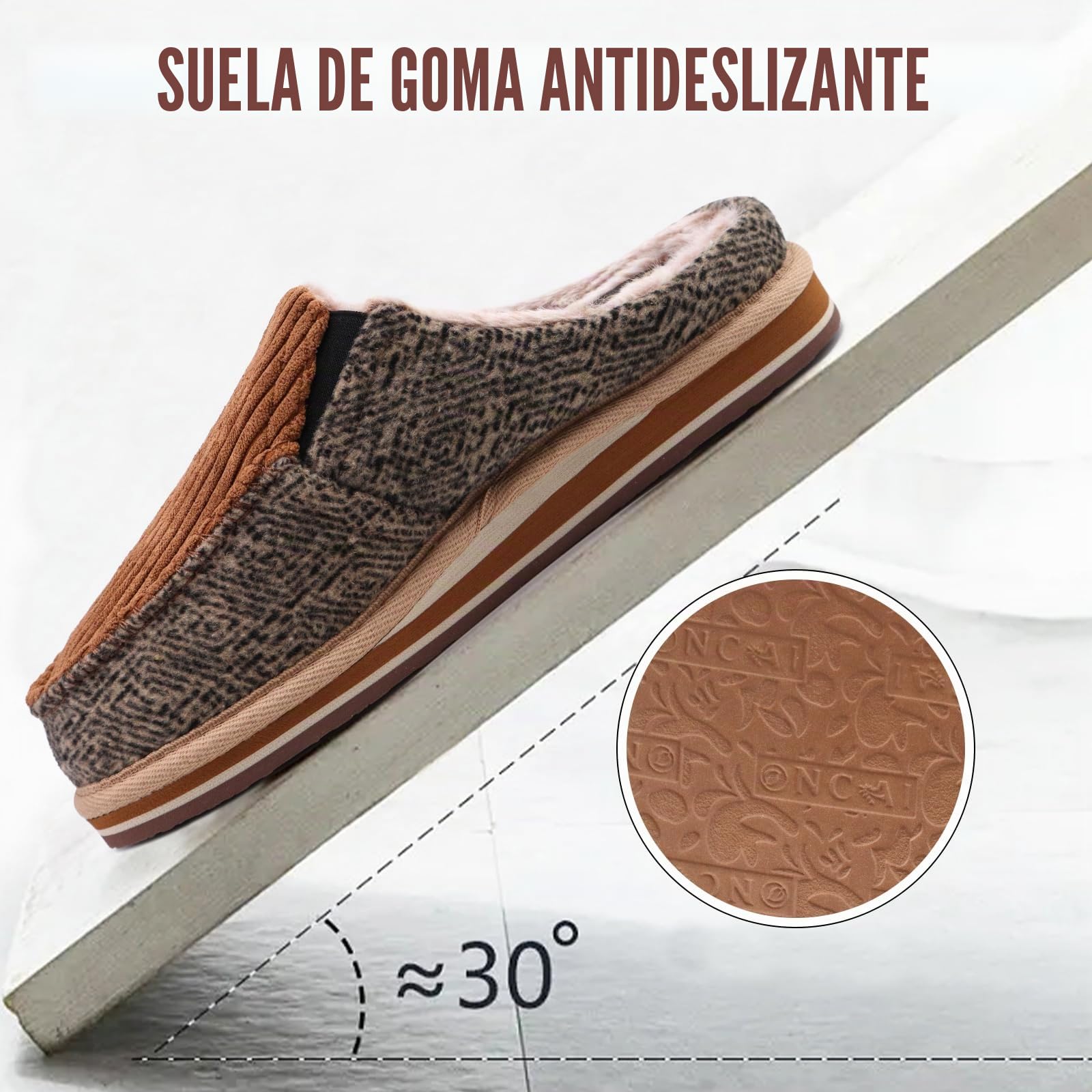 ONCAI Zapatillas de Casa Hombre Rayas Confort Mezcla de algodón Pantuflas con Felpa Espuma de Memoria Soporte del Arco Antideslizante Suela Talla 40-50