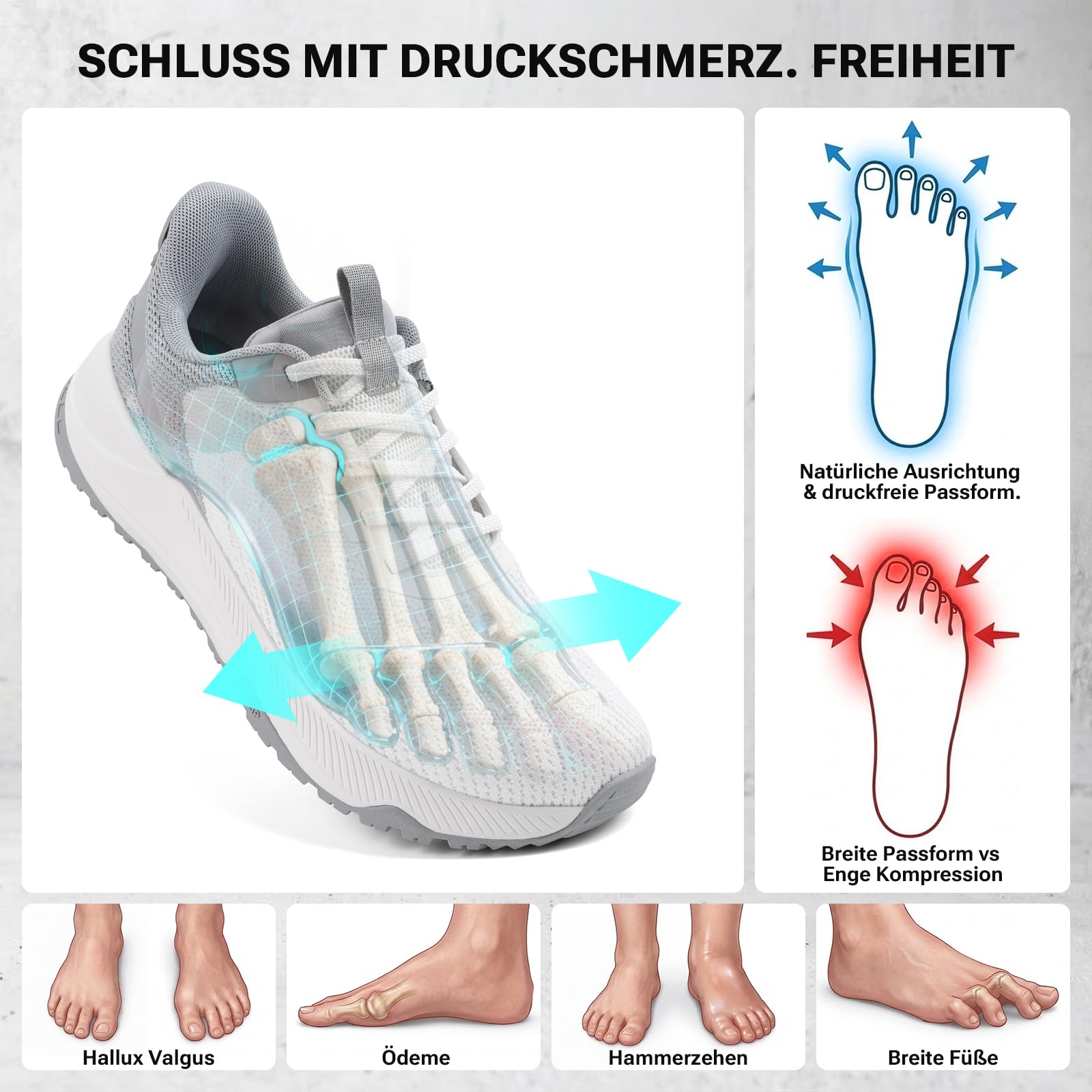 Sosenfer Herren Straßenlaufschuhe Extra Breit Sportschuhe Walkingschuhe Turnschuhe Laufschuhe Sneaker Atmungsaktiv Schockdämpfung rutschfest Fitness Im Freien Jogging