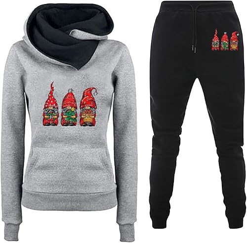 Annhoo Vacation Christmas Hoods Tracksuits for Women Sweater 2 Piece Hooded Pants s Outfit Sweatshirt Activewear Set Women