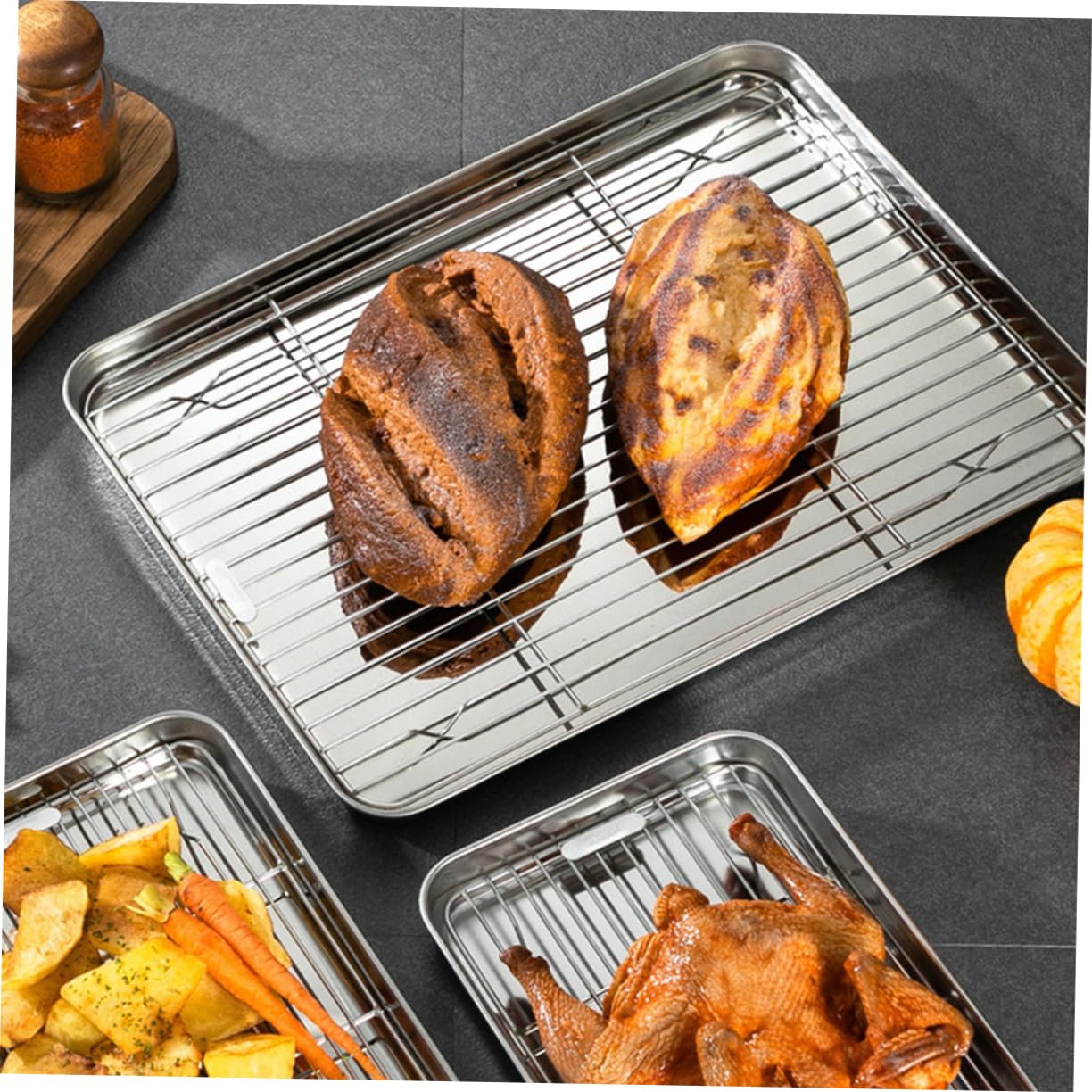 ULTECHNOVO Stainless Steel Cooling Rack Kitchen Drying Rack for Baking Roasting and Grilling Wire Design for Heat Insulation and Dissipation Versatile Baking