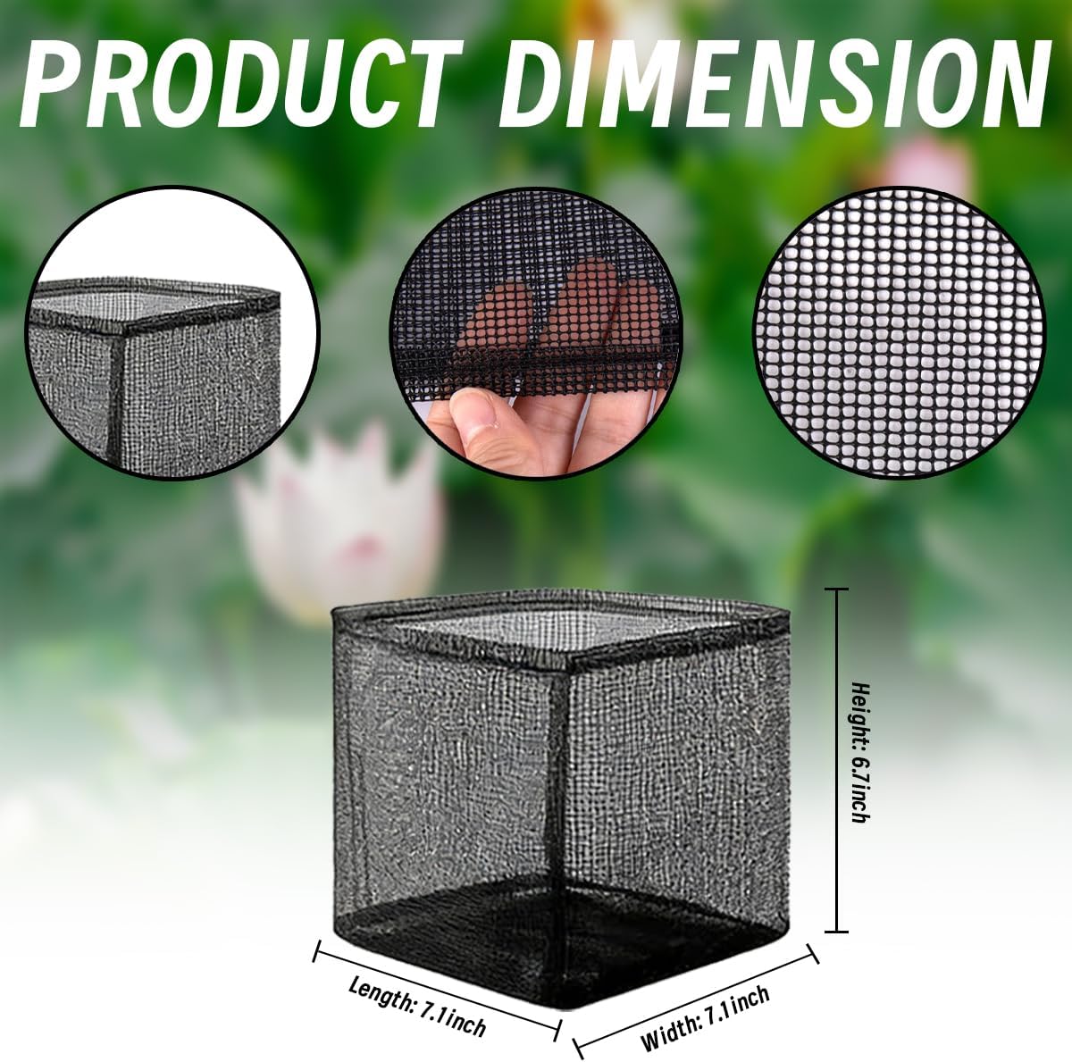 4 Pcs Aquatic Pond Plants Pot, Squre Reusable Mesh Grow Bags 7.1", Breathable Water Garden Pond Plant Pot for Lotus, Pond Planting, Water Lily Pot, Garden Plant