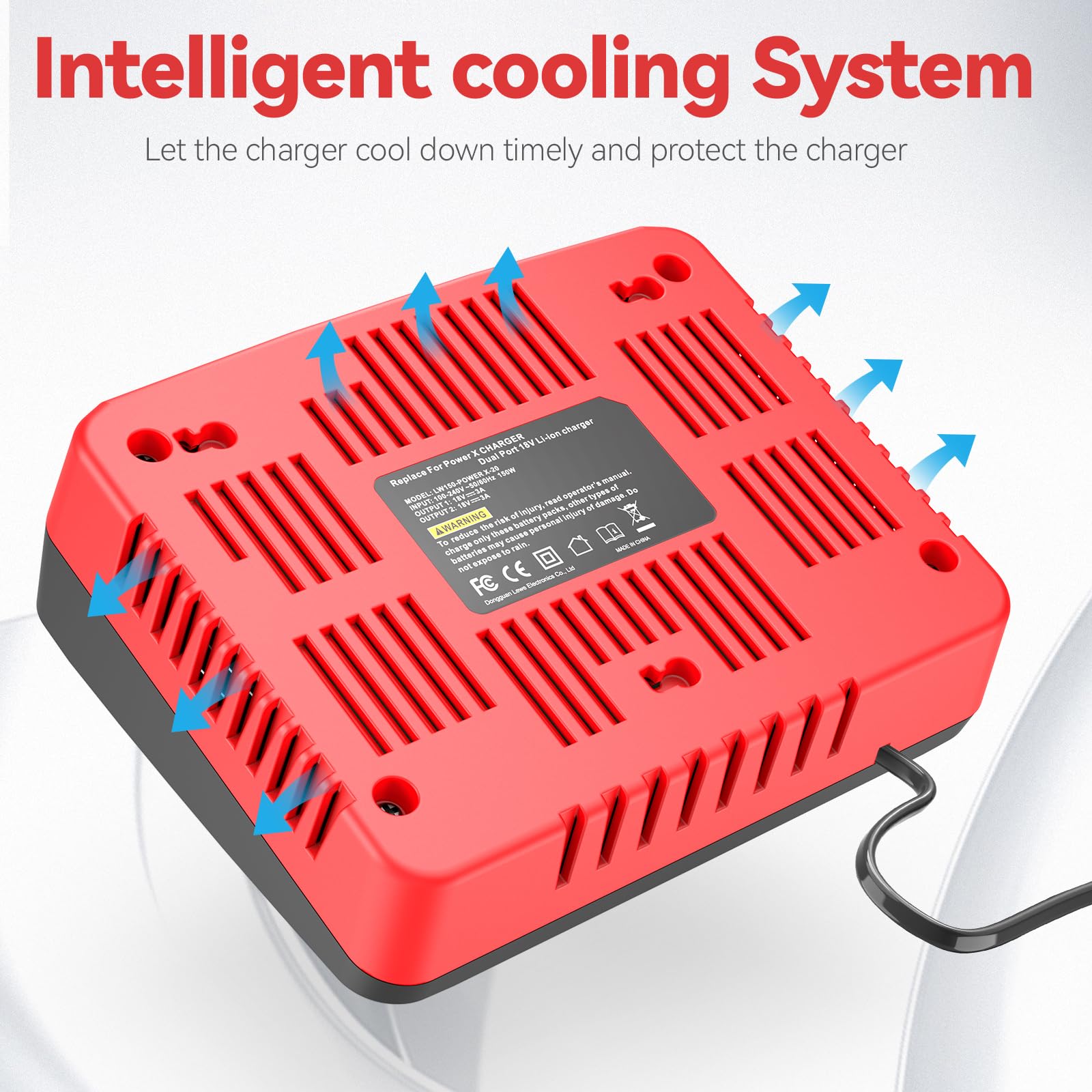 ASUNCELL 3A Cargador de Doble Puerto para Power X-Change de 18V batería de Iones de Litio, Cargador rápido Twincharger, gestión de Carga Inteligente con Pantalla LED