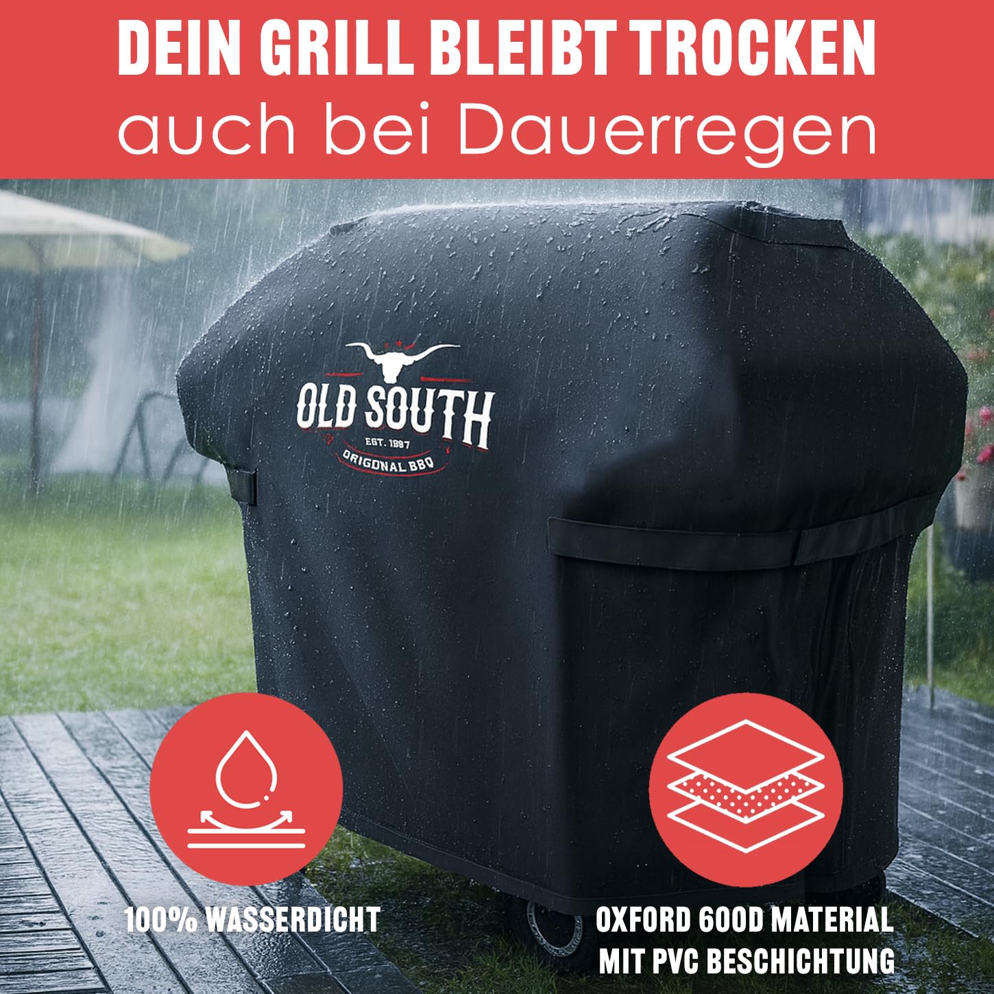 Old South - Copertura per barbecue resistente alle intemperie – Copertura per barbecue Weber, Napoleon, Enders, Rösle Gasgrill – Copertura impermeabile (76 x 66 x 110 cm)