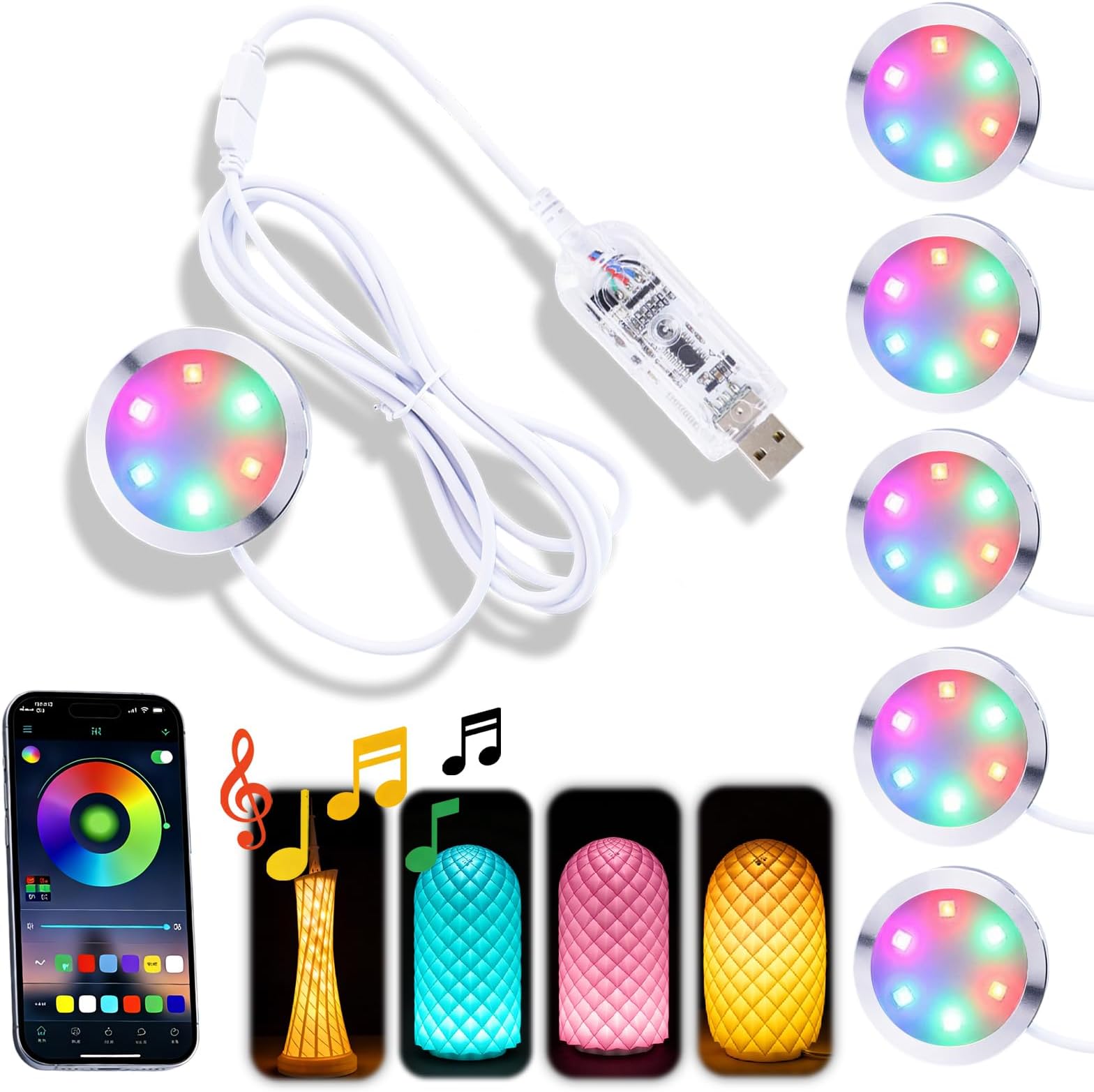 – 5Pack Upgrade APP led lamp kit MH001 for Bambu lab 3D Printer Light, 3D Printer Accessories MakerWorld Models Lamp DIY 3D Print Valentine's Day Gift (5)