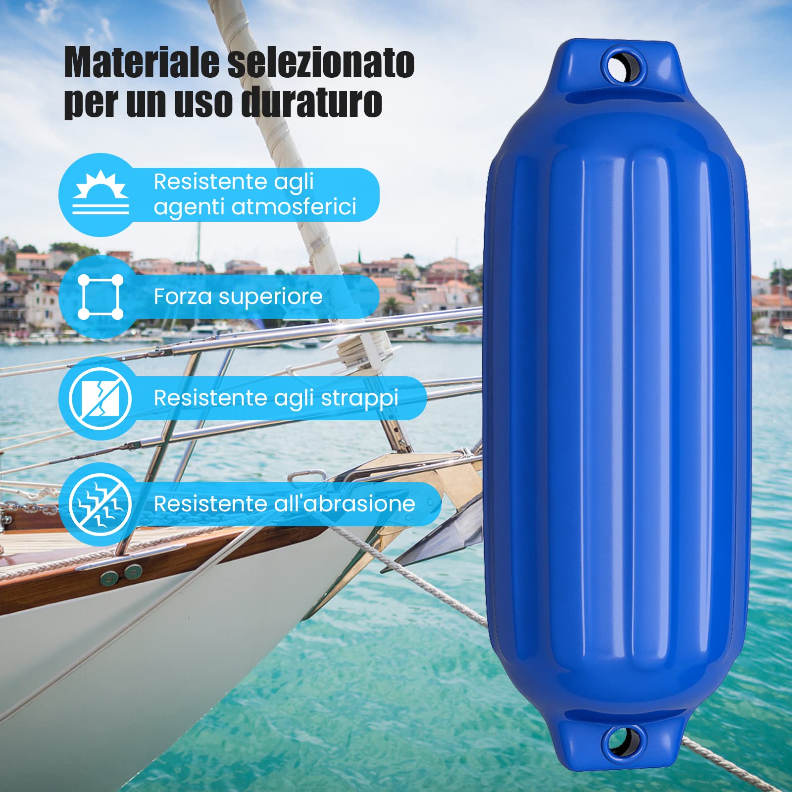 COSTWAY Set 4 Parabordi per Barca, Parabordi per Imbarcazioni, Gommonni, Boat Fender