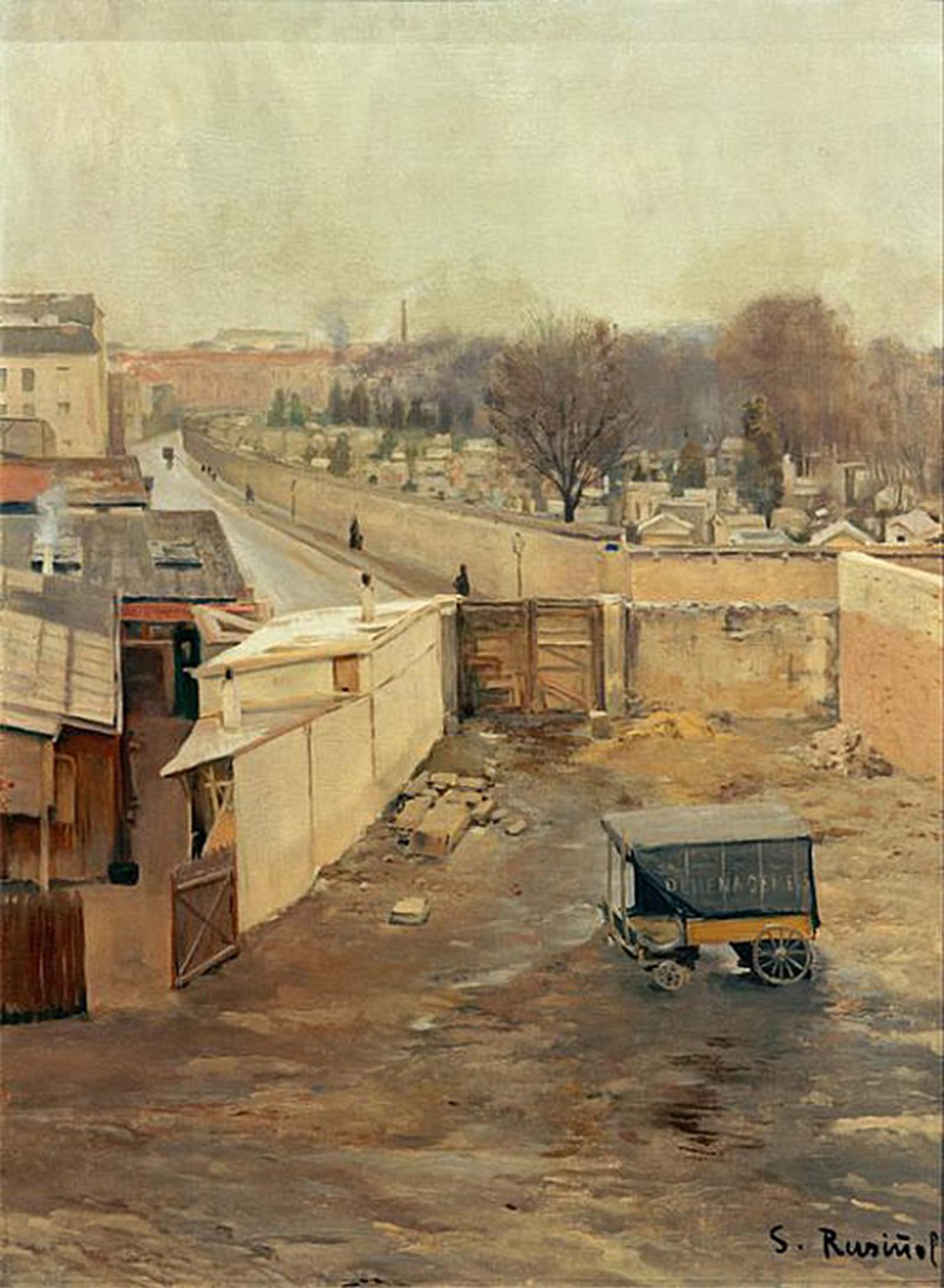ARTXLXXBN Famous Painting Art Wall Decor Abstract Art Picture View of the Cemetery of Montmartre by Santiago Rusiñol Animal Pictures for Home Decor 60x90cm