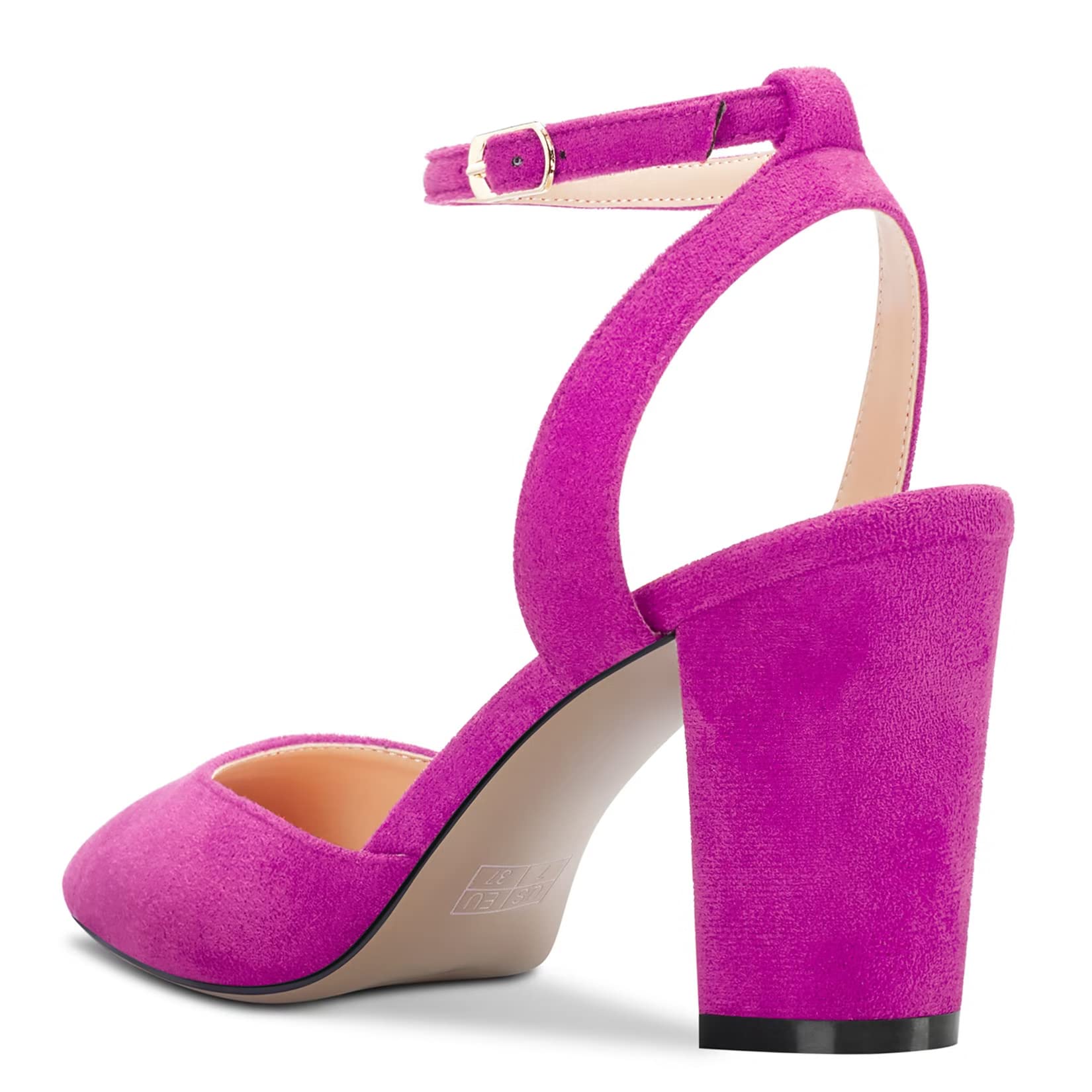 Castamere Mujer Chunky Ancho Alto High Heel Puntiaguada Punta Correa Tobillo Two-Piece Pumps de Boda Dress 8 CM Heels