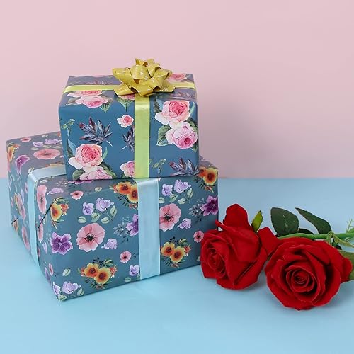 Vista 31 de Aimyoo Rollo de papel de estraza floral, papel de regalo de flores vintage para todas las ocasiones, para bodas, cumpleaños, despedidas de soltera