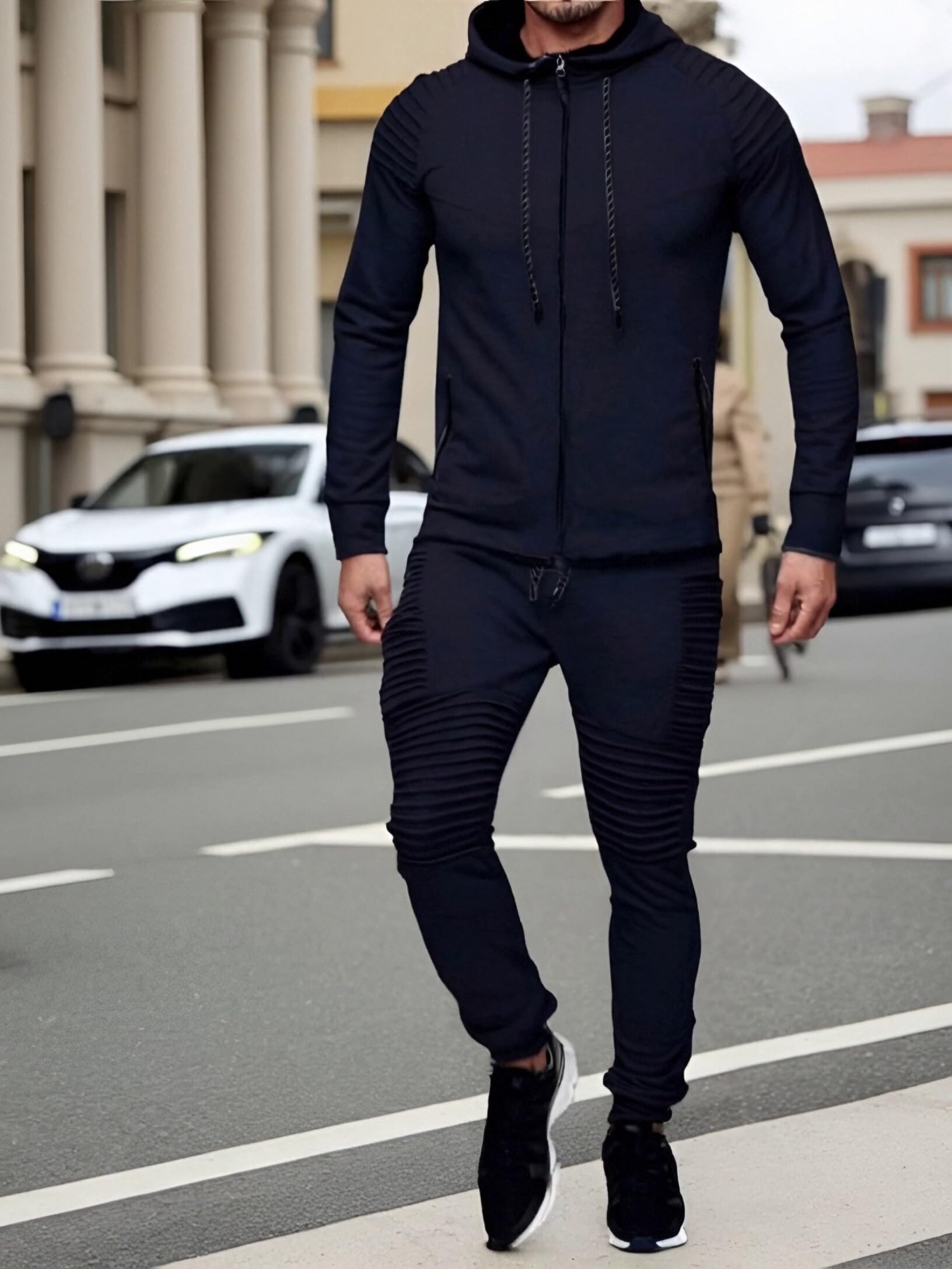 Tute da Ginnastica da Uomo Tuta Uomo Completa Manica Lunga Cerniera Giacca & Pantaloni Set Jogging per Attività All'aperto e Uso Quotidiano