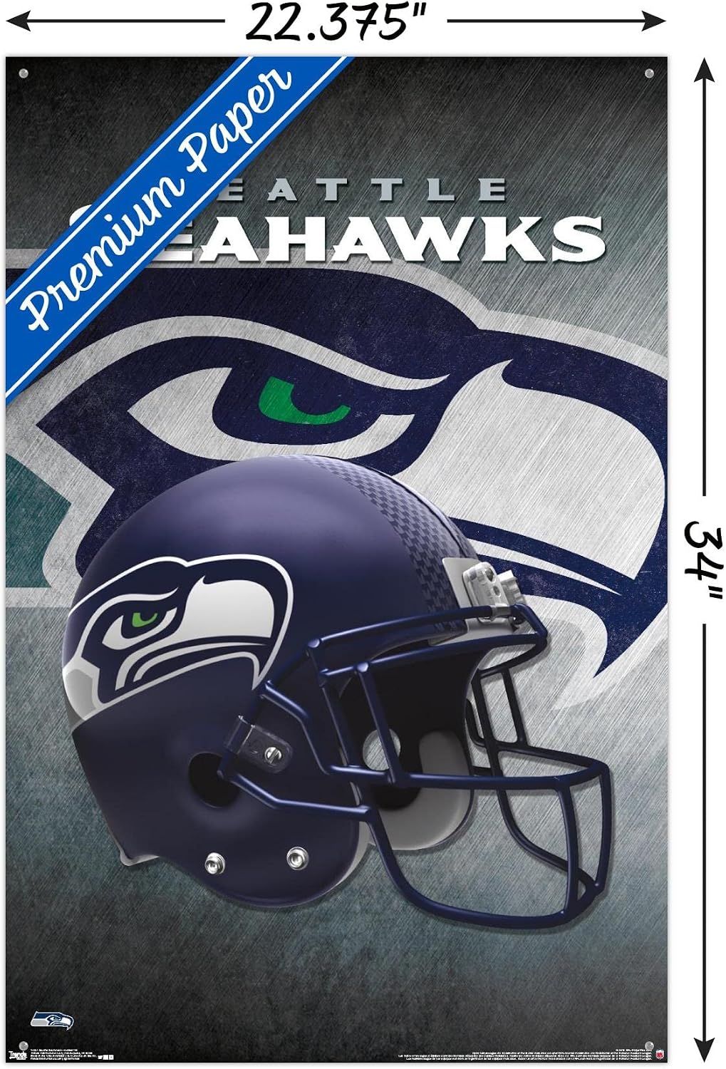 NFL Seattle Seahawks - Helmet 16 Wall Poster with Push Pins