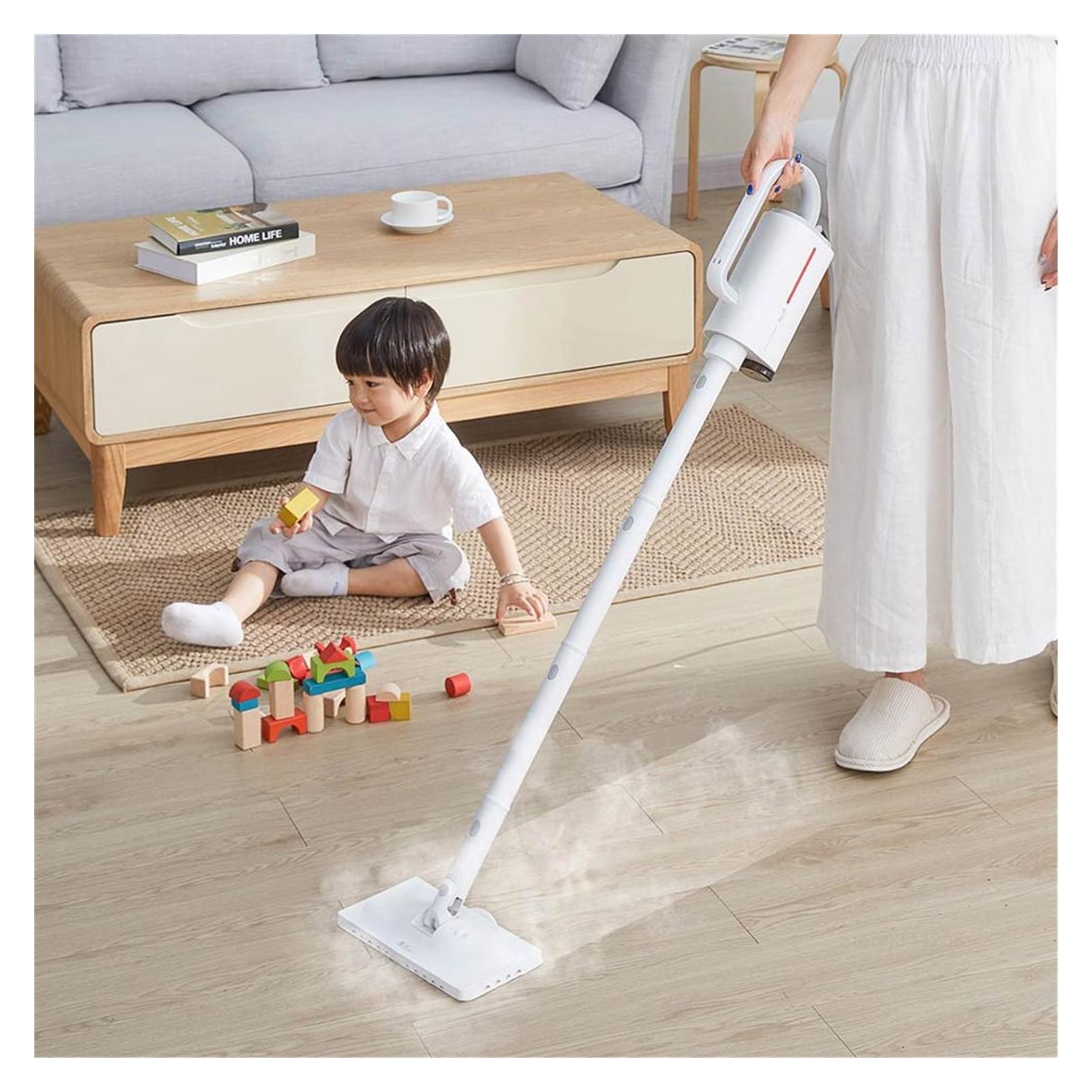Scopa a Vapore Aspirapolvere Elettrico Pulitore a Vapore Mop Lavapavimenti Portatile Lavavetri Macchina per la Pulizia della Scopa con 5 Accessori per la Finestra del Tappeto