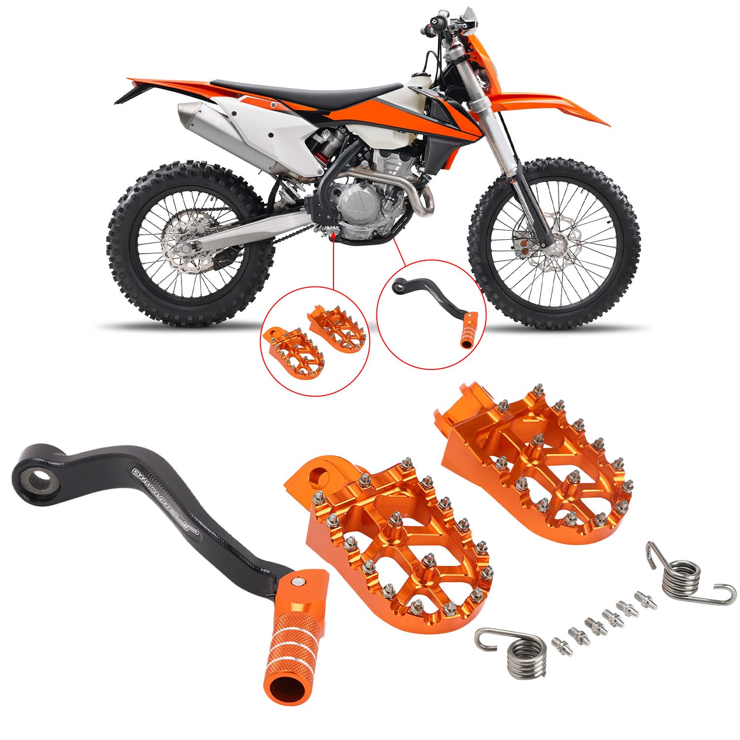 Motorrad Klappbarer Schalthebel + Dirt Bike Fußrasten CNC Universal für 65-990 SX SXS SXS-F MXC EXC-G SX-F EXC-F XC XC-F SMR TE TC FE FC 85-501
