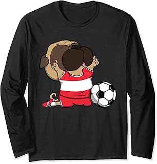 Pug Dog Austria Soccer Fans Jersey Austrian Football Lovers Long Sleeve T-Shirt