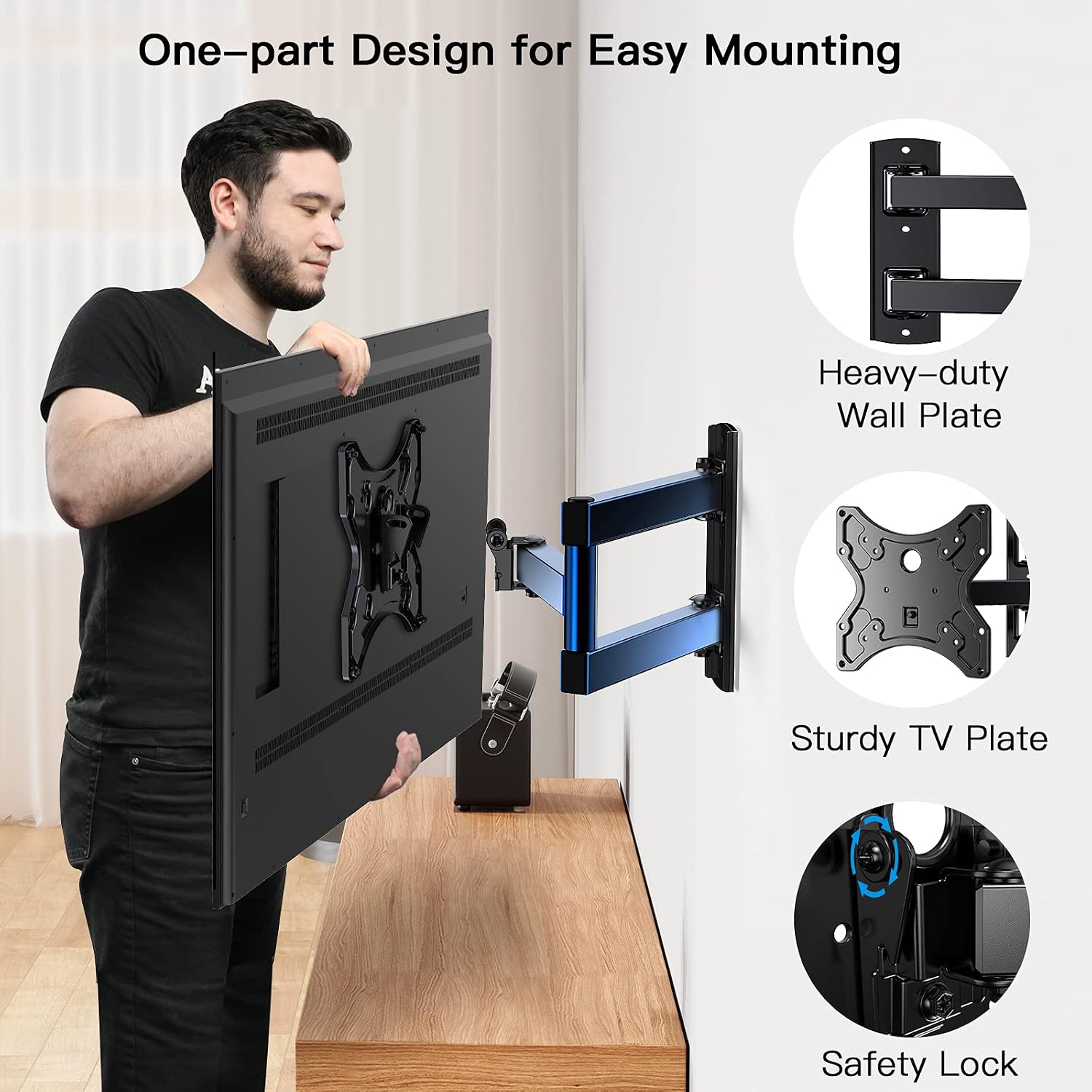 Pipishell Full Motion TV Wall Mount for 13-42 Inch Flat Curved LED, LCD TVs & Monitors up to 70 lbs, Articulating Arms Wall Mount TV Bracket with Swivel, Tilt, Extension, Max VESA 200x200