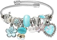 DS Cute Cartoon Charm Bracelets for Teen Girls - Adjustable Hypoallergenic Stainless Steel Friendship Bangle with Gift Box