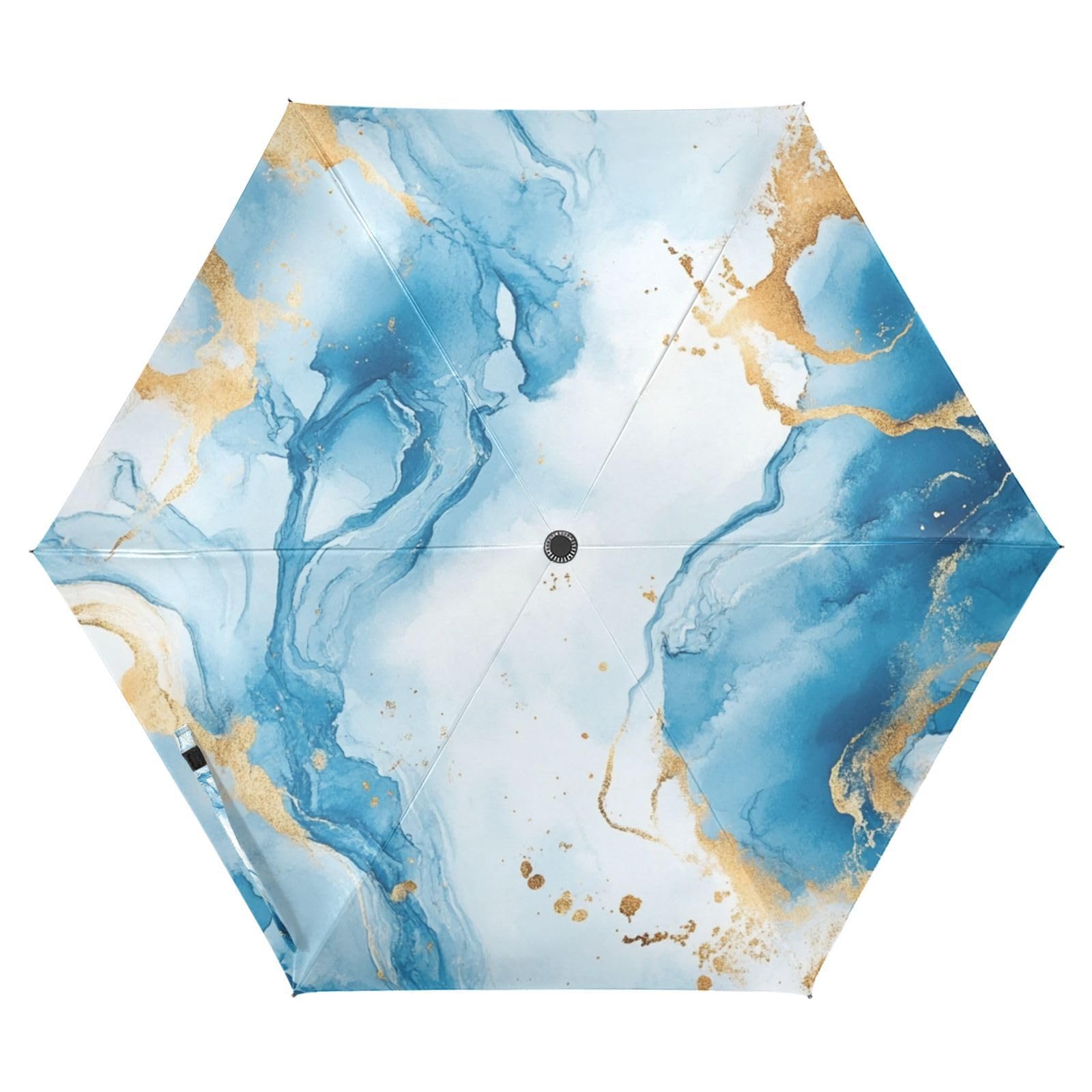 EtherSpher Blue and Gold Marble White large umbrella 39 Inch Lightweight auto open close Golf Umbrellas for water,sun & rain resistant Outdoor Defence Accessories de lluvia para