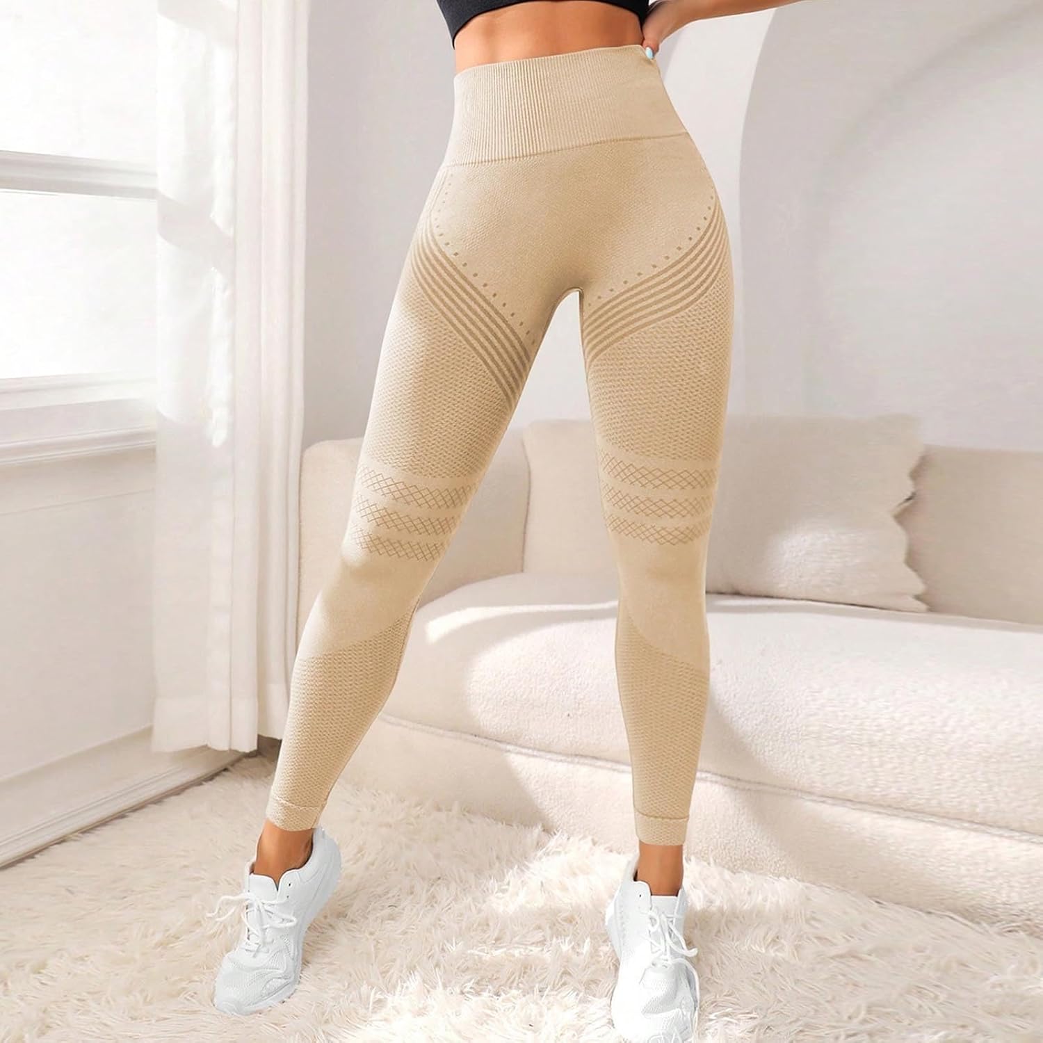 Resistance Band Leggings for Women 2 Piece High Waist Workout Leggings Seamless Scrunch Butt Lift Yoga Pants - Image 2