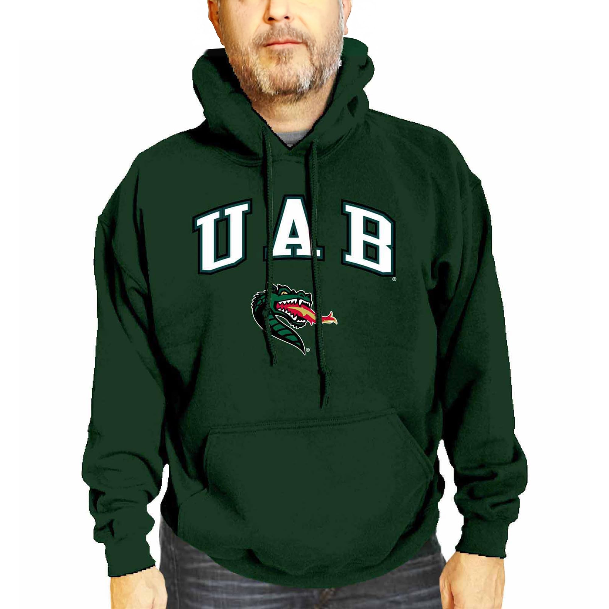 Long Sleeves NCAA Adult Arch & Logo Gameday Unisex Hooded Sweatshirt, Green, M